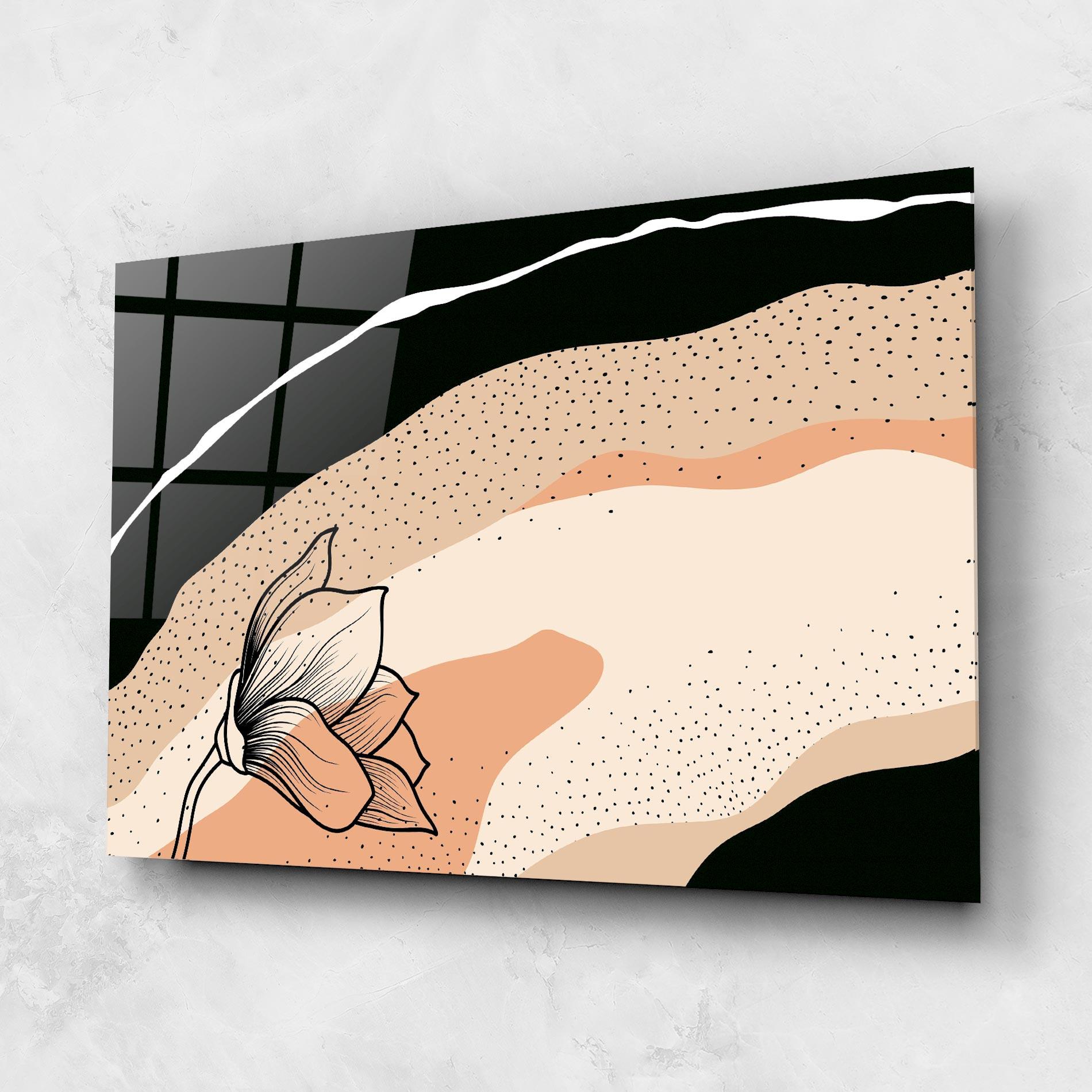 Glasbild Black Line Art Plant mockup 1