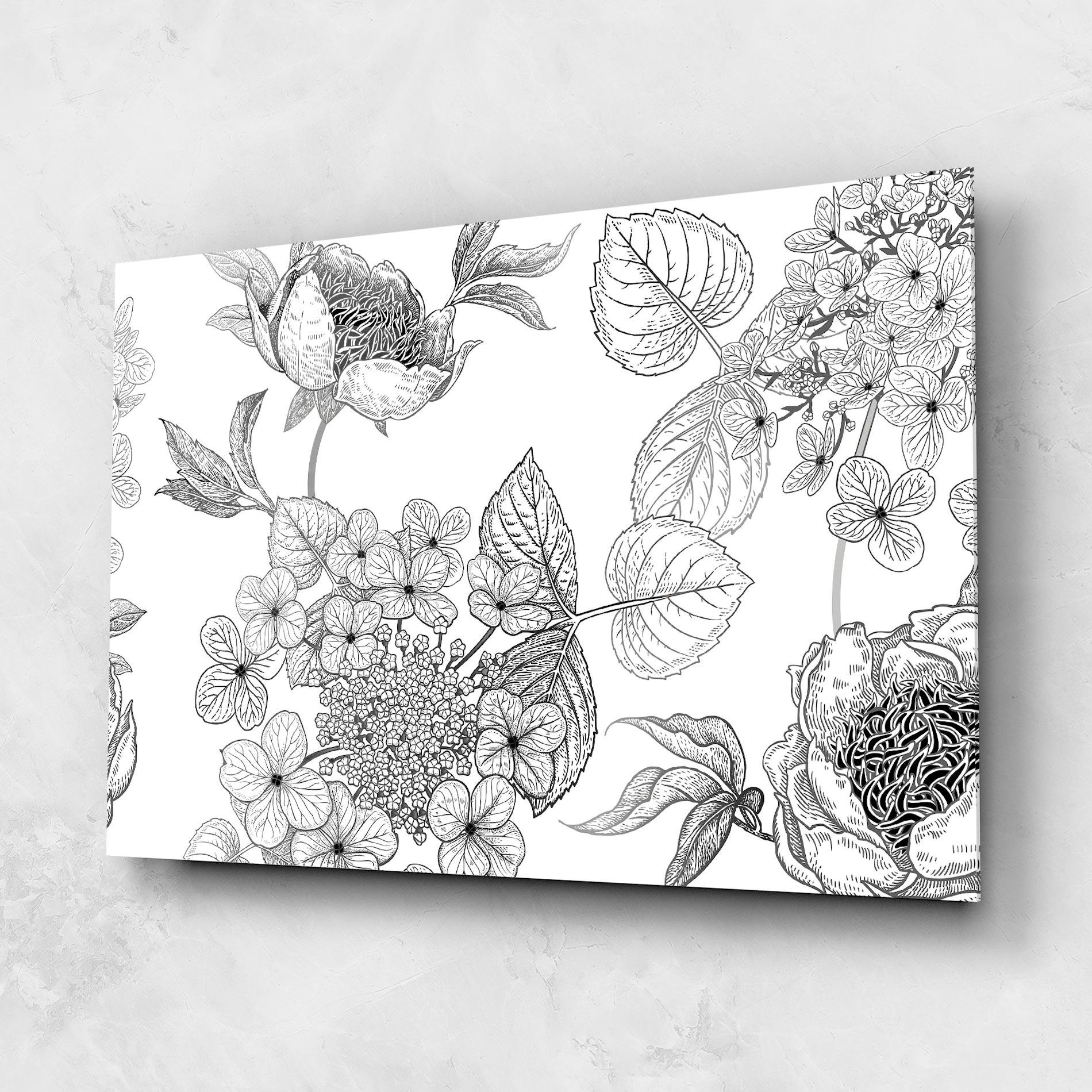 Glasbild Black Line Flower mockup 1