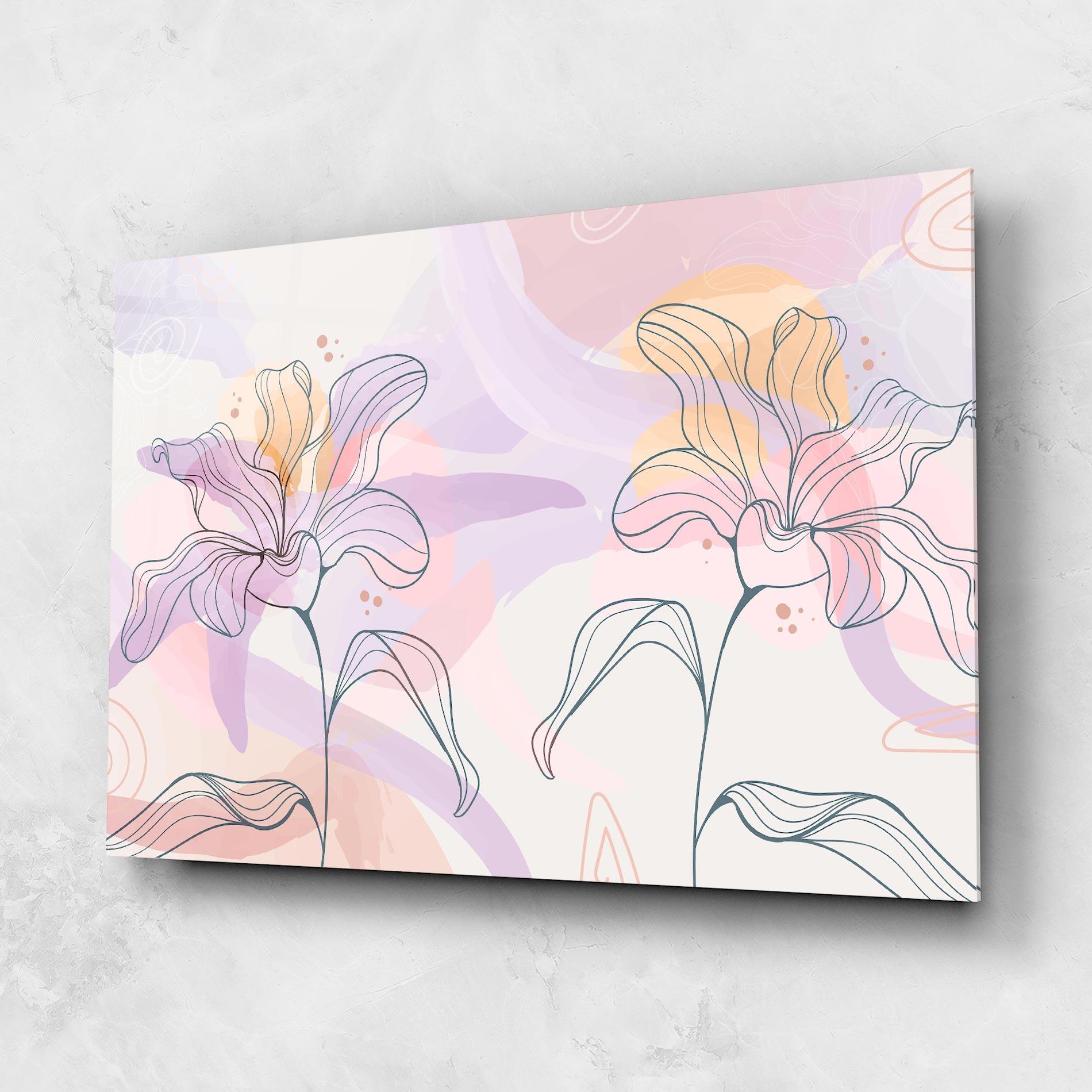 Glasbild Blue Color Line Flower mockup 1