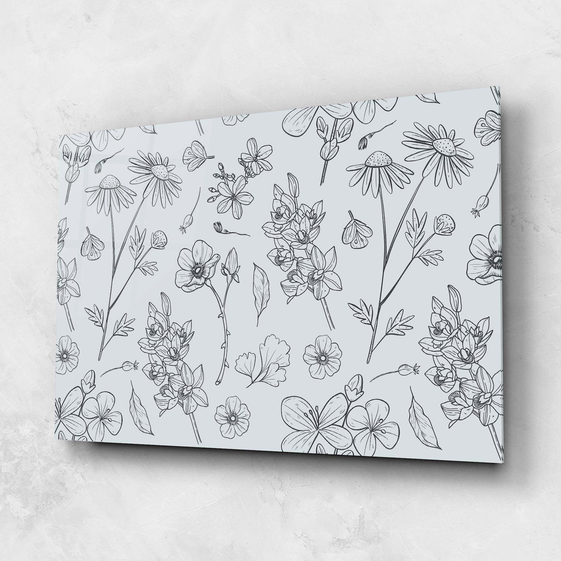 Glasbild Blue Flower Line mockup 1