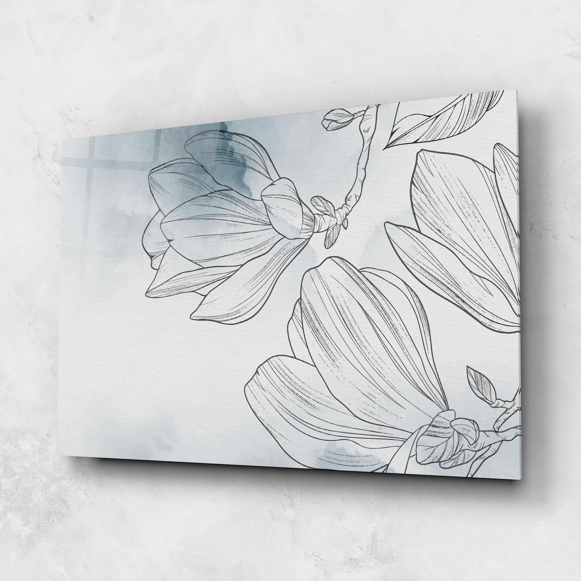 Glasbild Blue Line Flower mockup 1