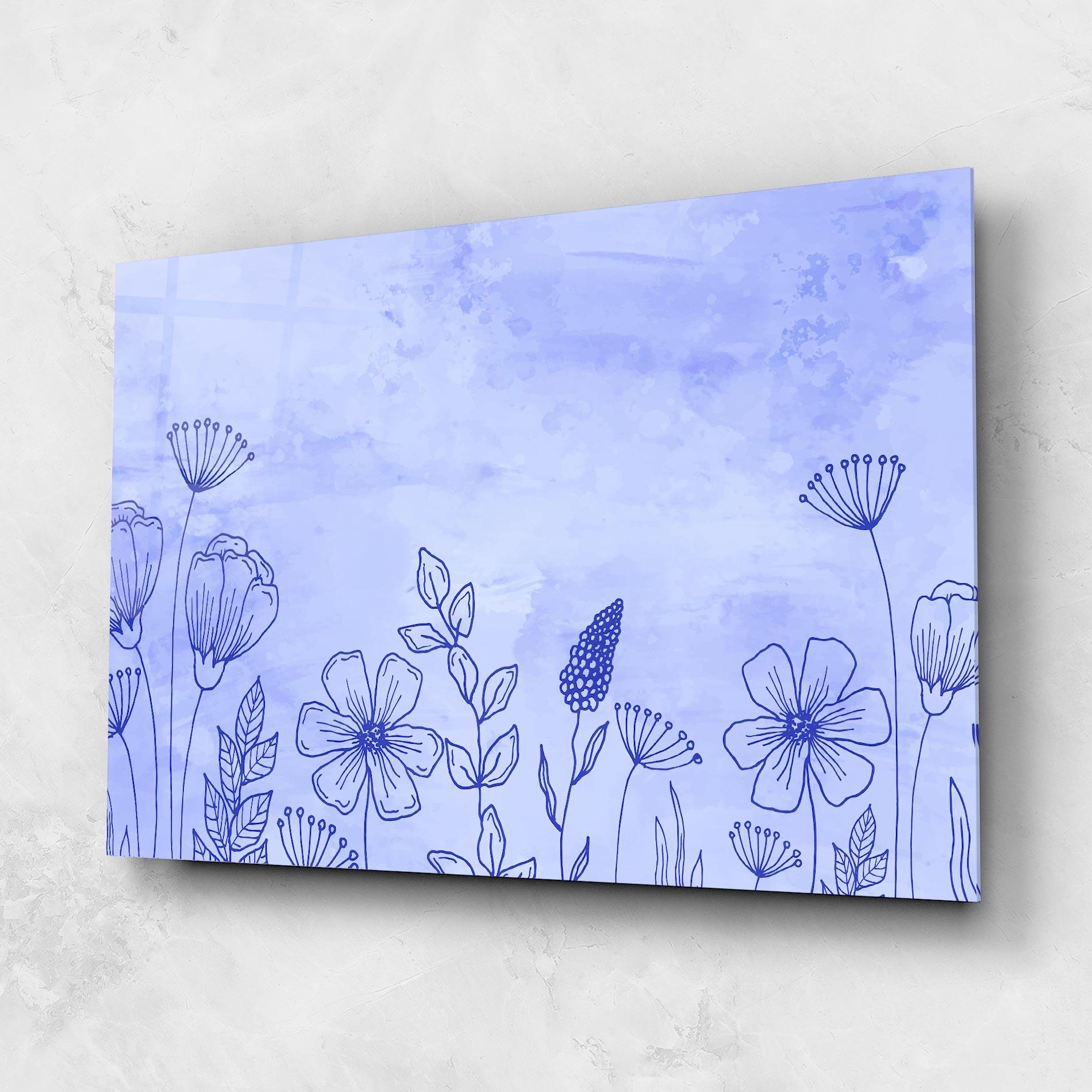 Glasbild Blue Line Plant mockup 1