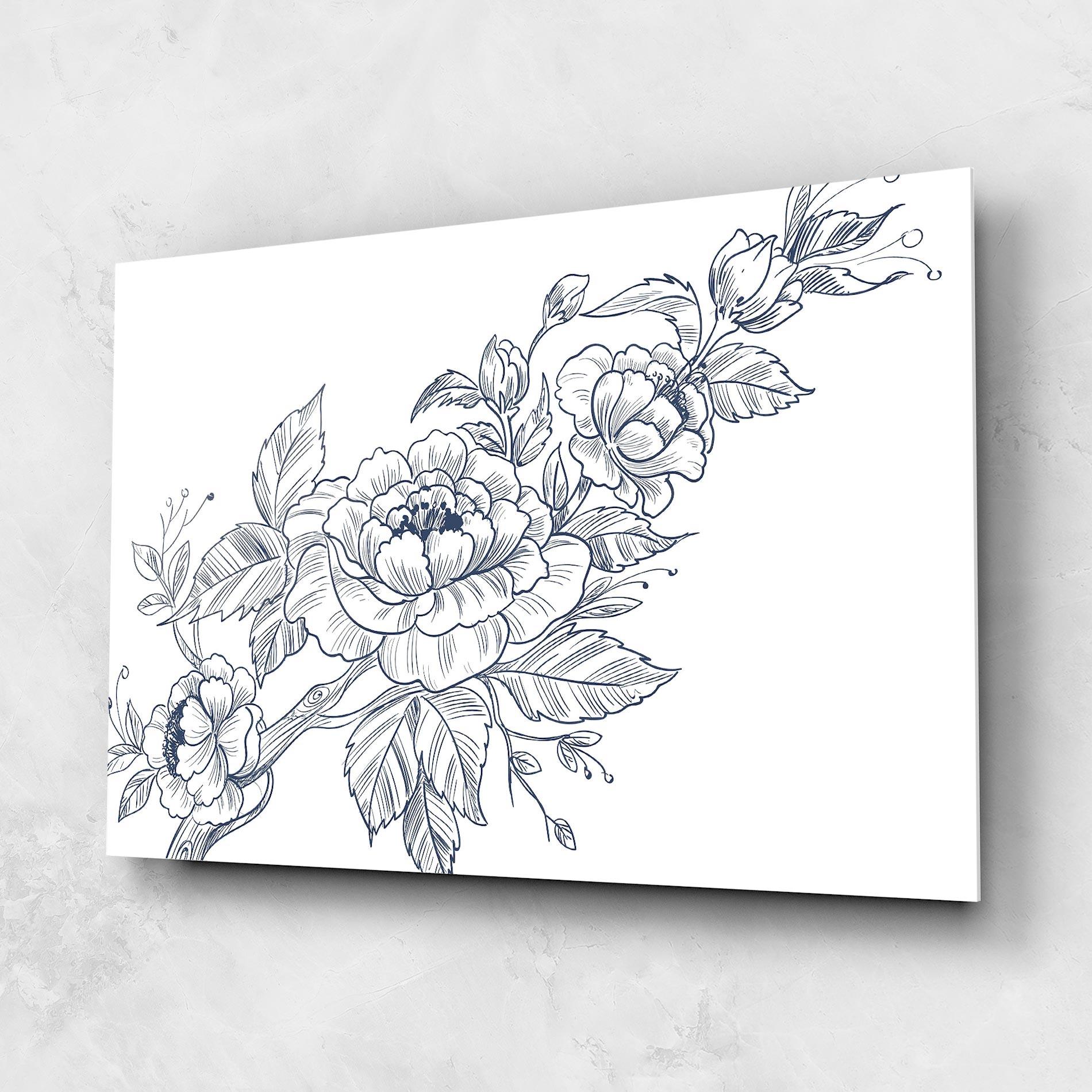 Glasbild Blue Line Roses mockup 1