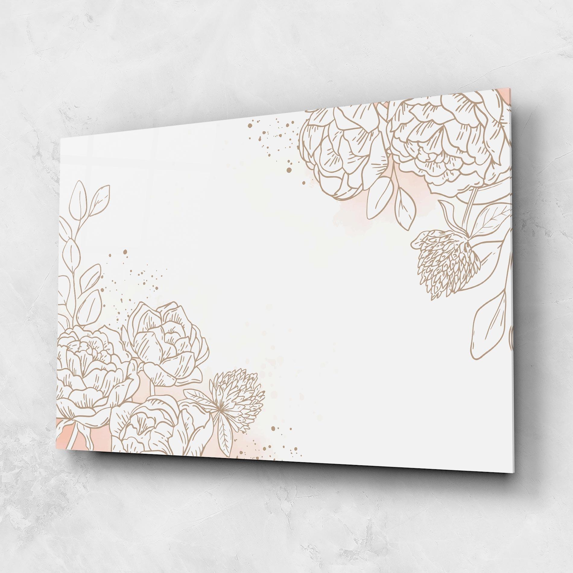 Glasbild Cream Line Flower mockup 1