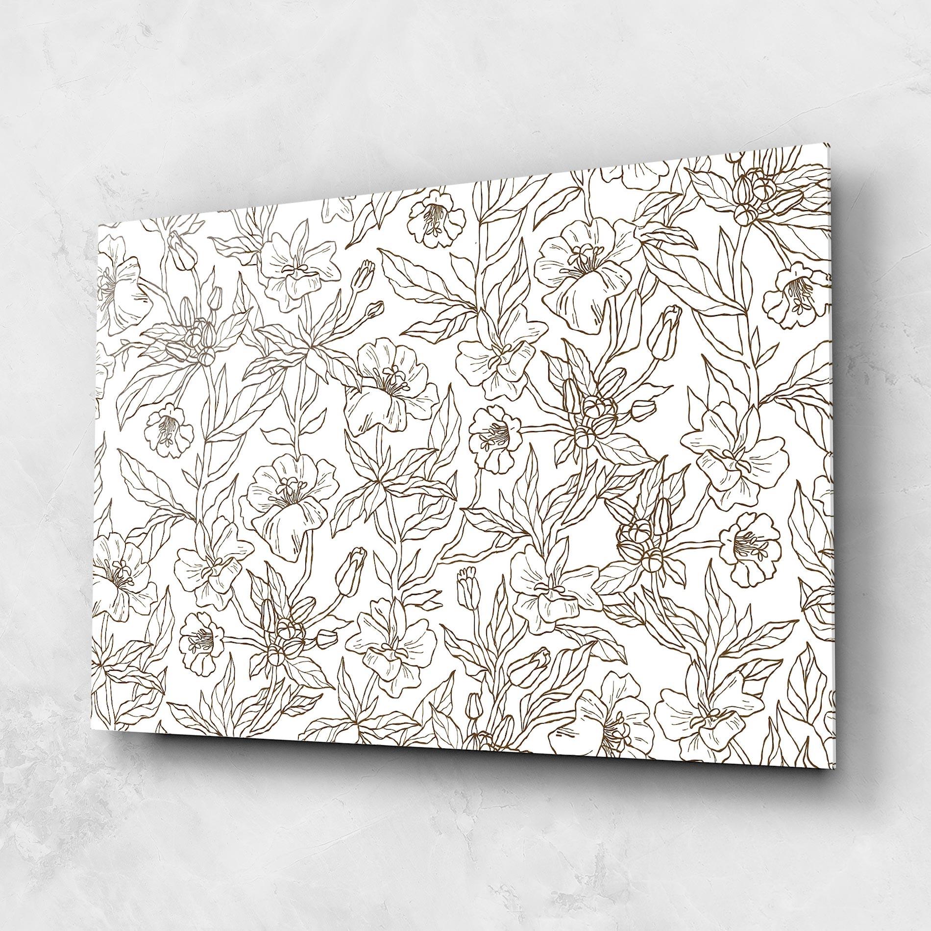 Glasbild Cream Line Flowers mockup 1