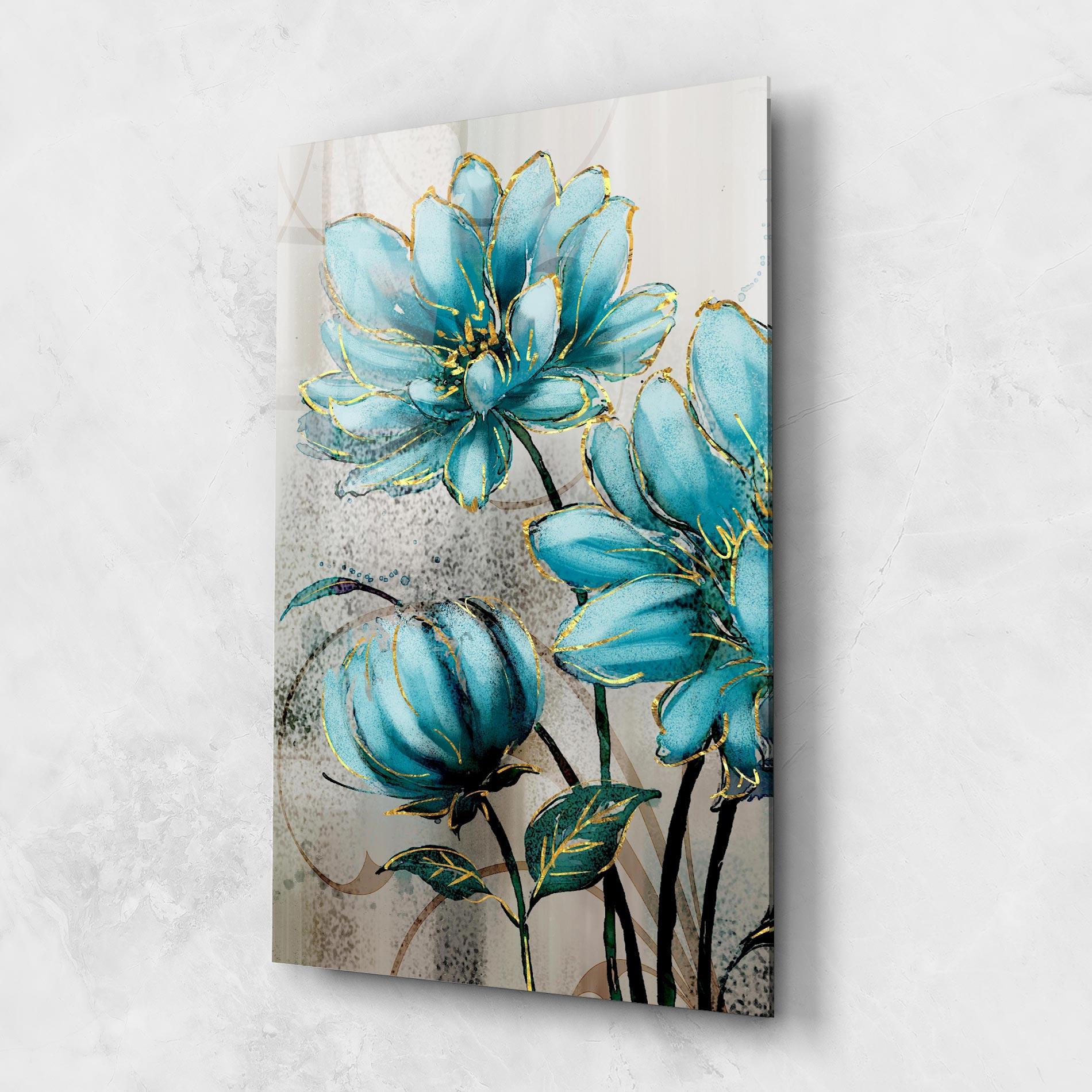 Glasbild Bujori Albastri mockup 1