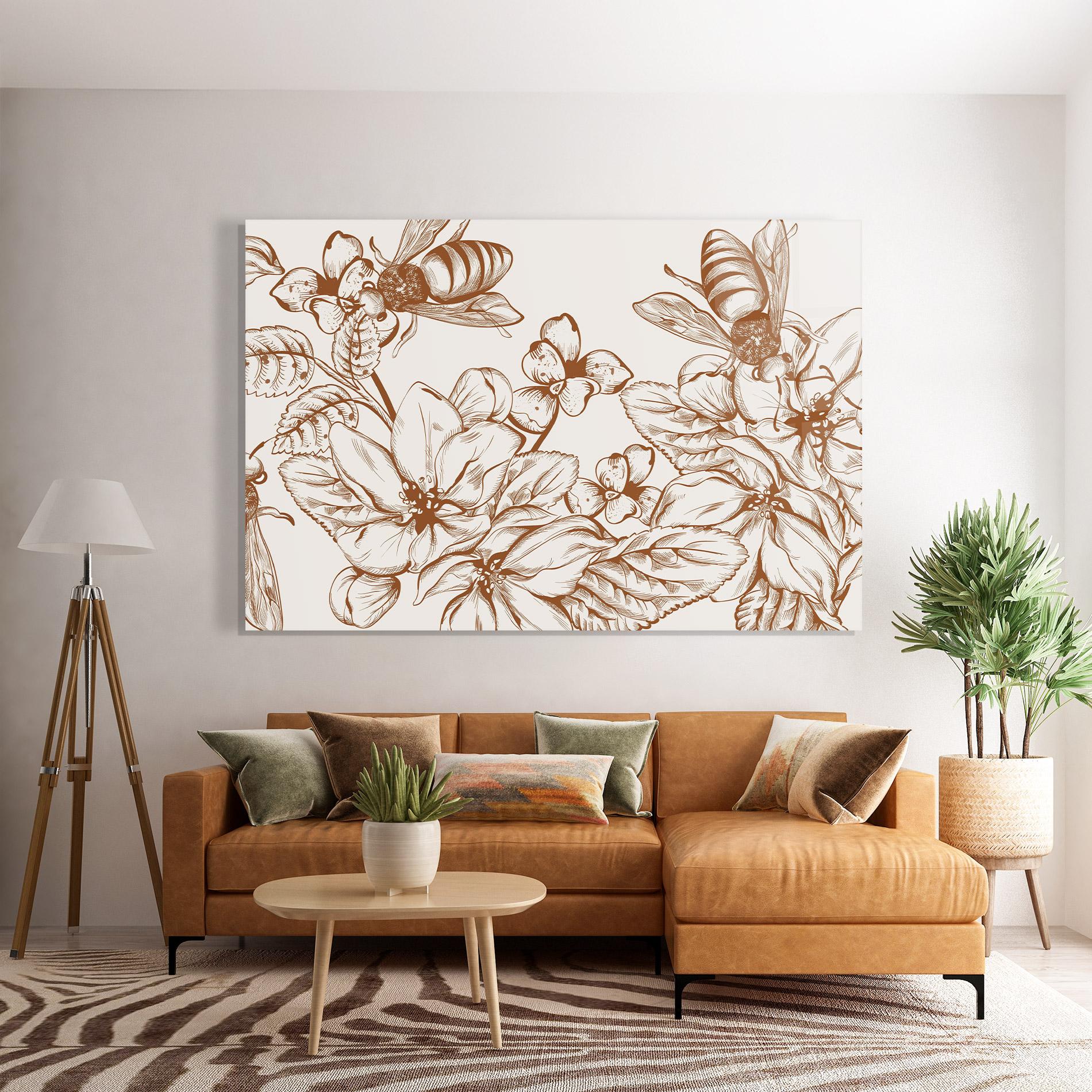 Glasbild Bee Flower Line mockup 7