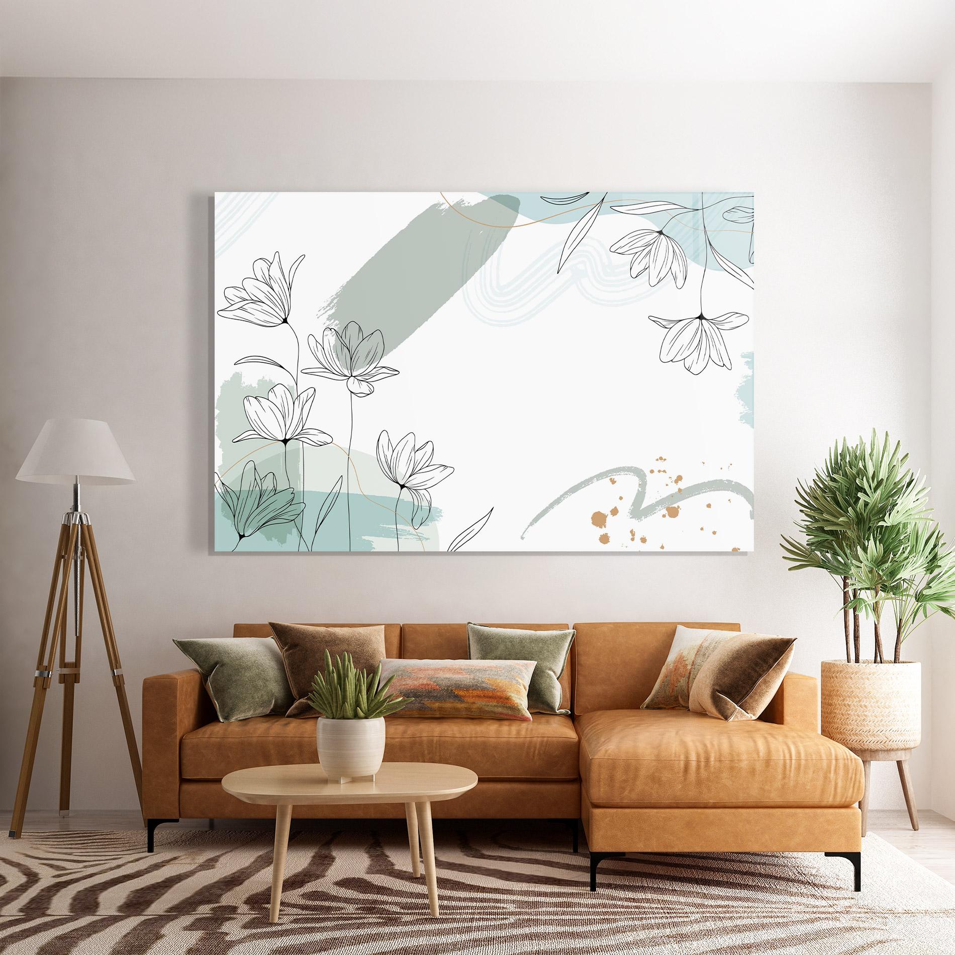 Glasbild Black Blue Line mockup 7