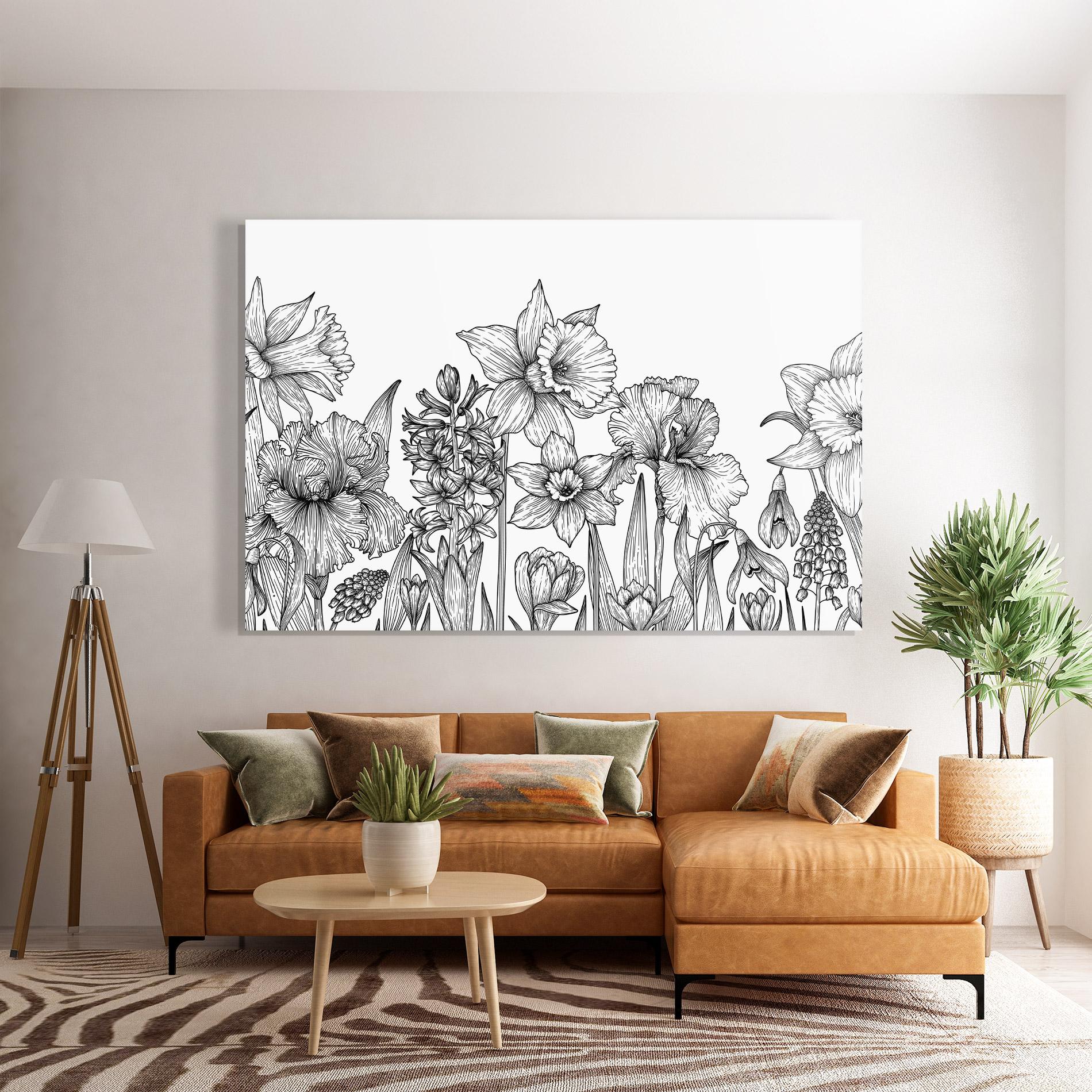 Glasbild Black Line Plant mockup 7