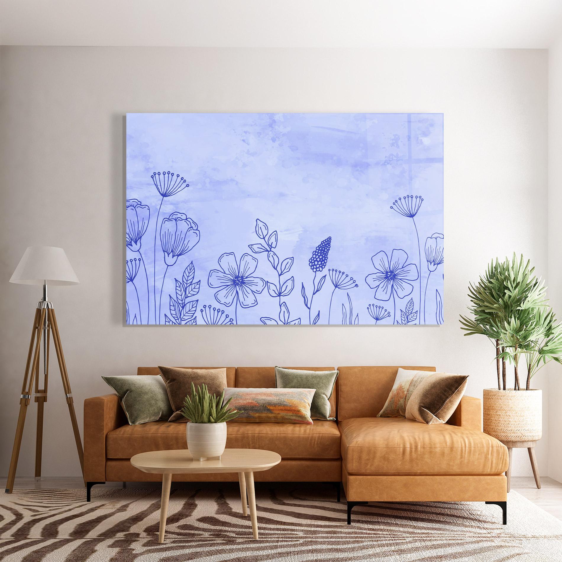 Glasbild Blue Line Plant mockup 7