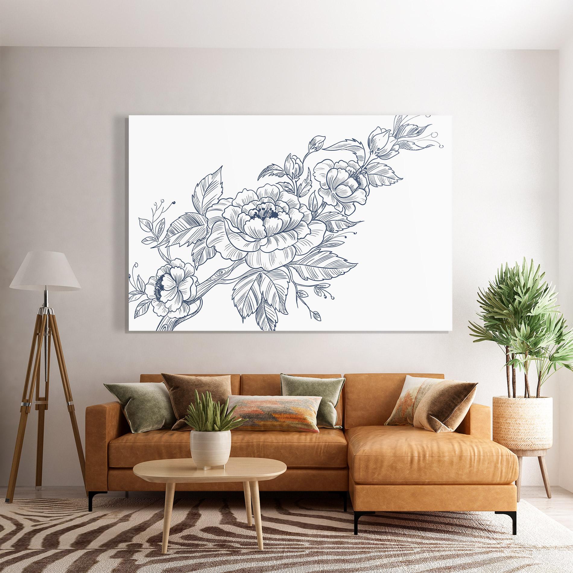 Glasbild Blue Line Roses mockup 7