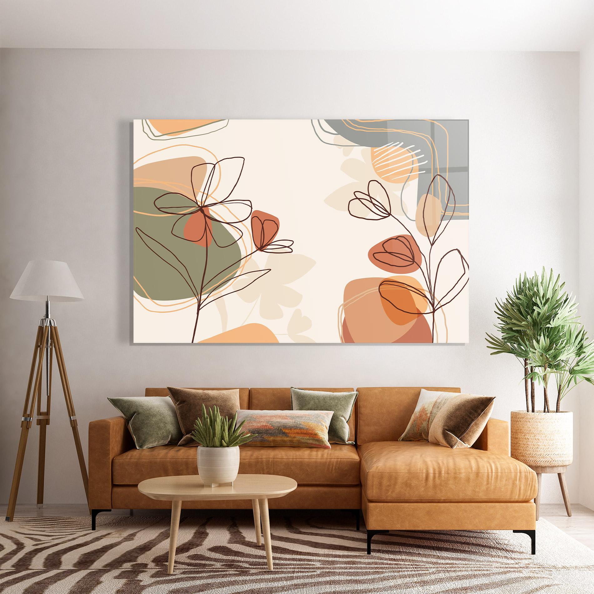 Glasbild Brown Line Plants mockup 7