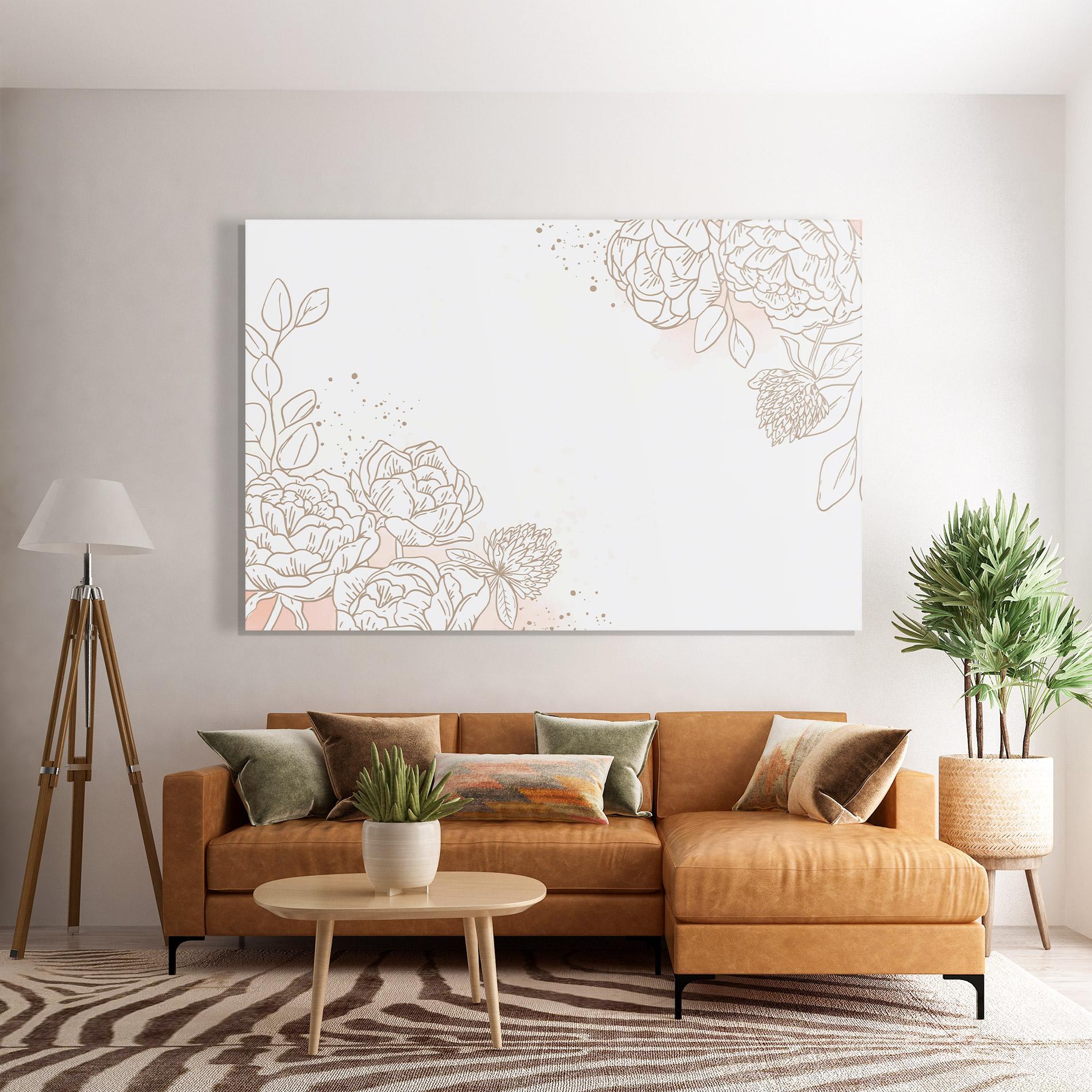 Glasbild Cream Line Flower mockup 7