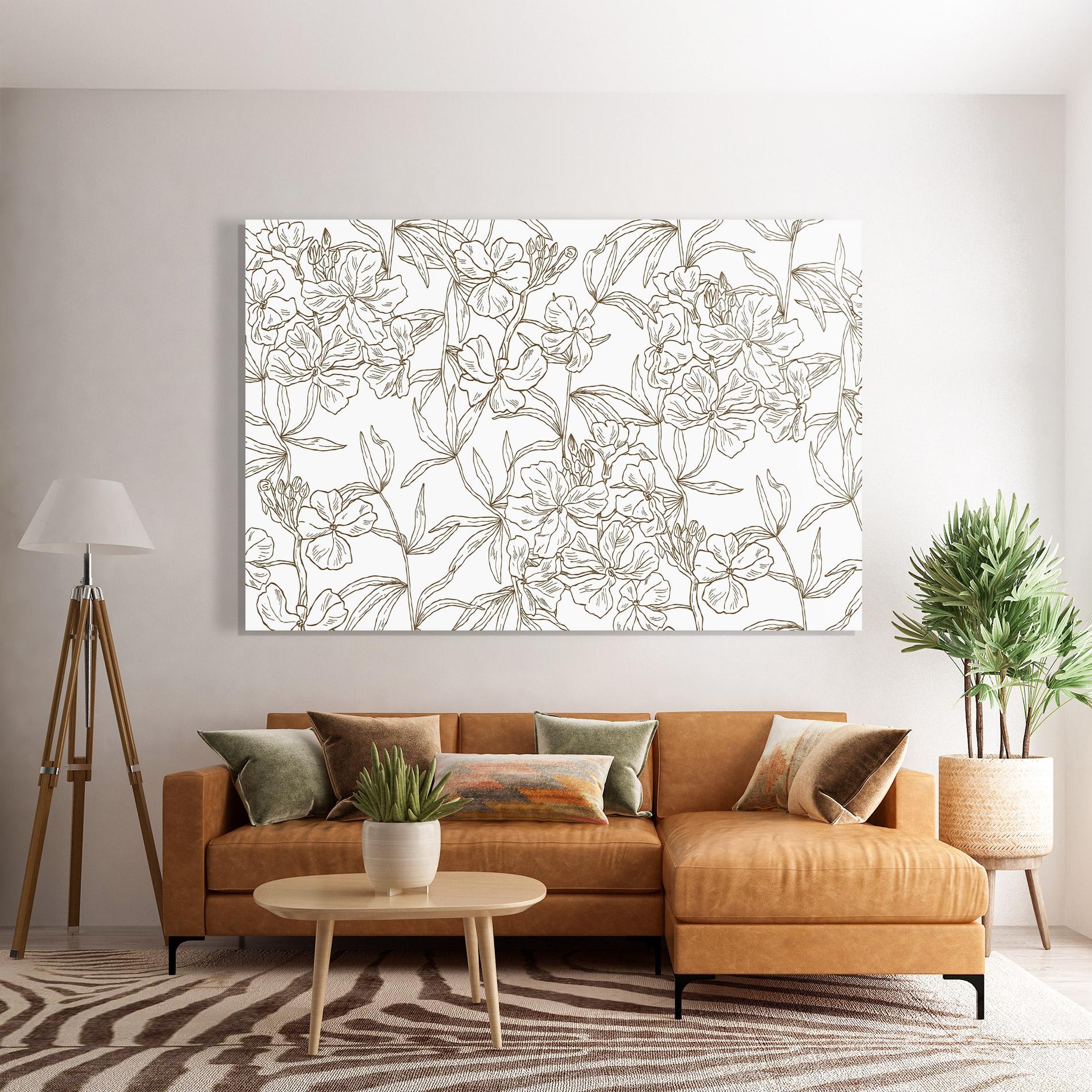 Glasbild Flower Brown Line mockup 7