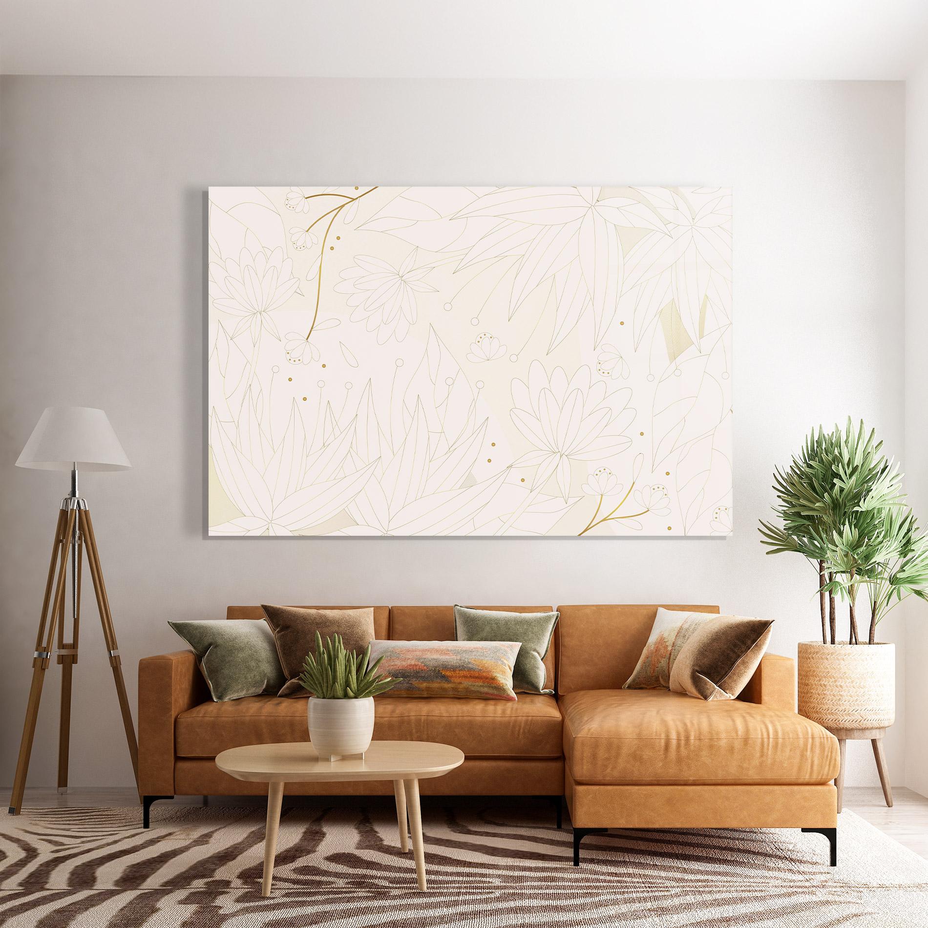 Glasbild Flower Cream Line mockup 7