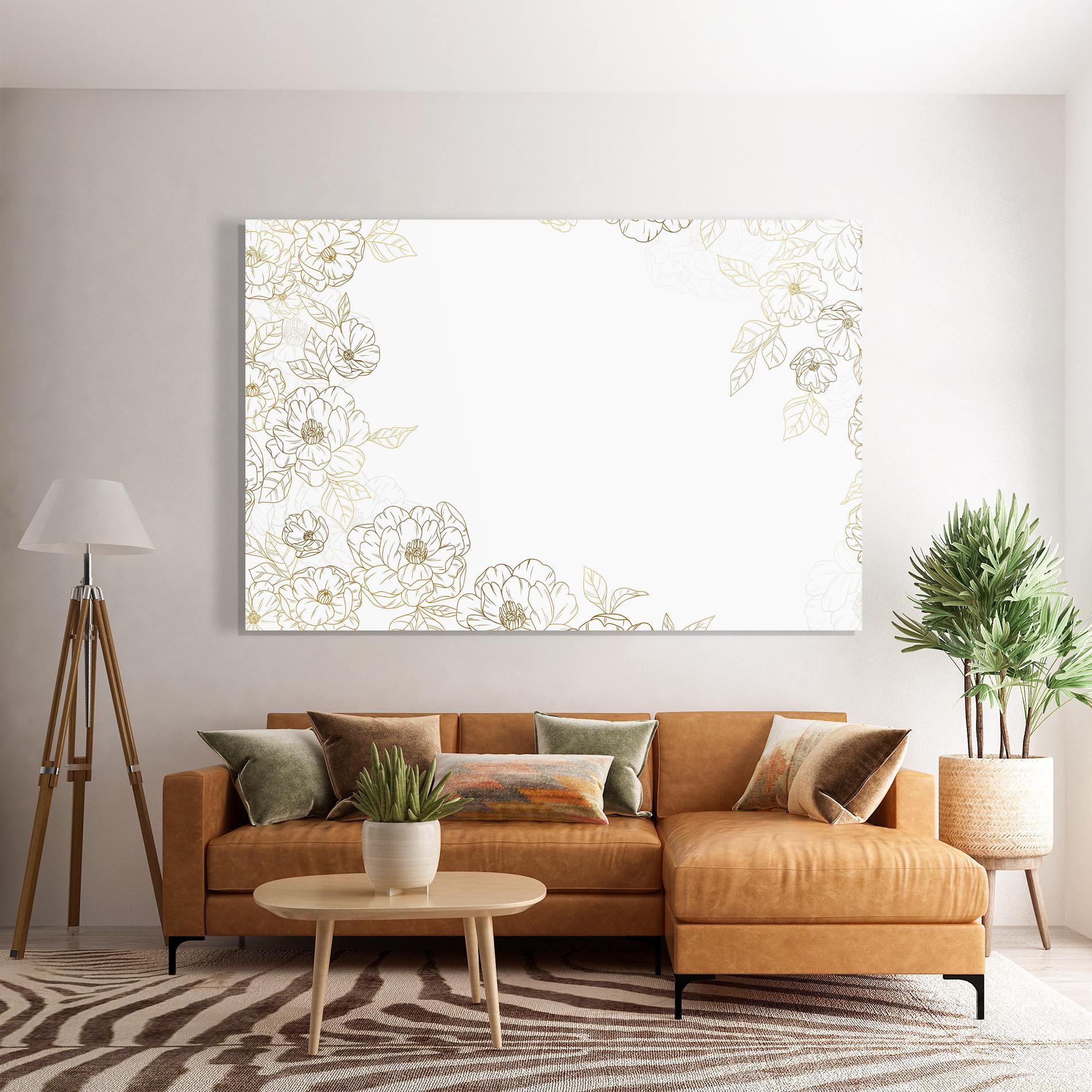 Glasbild Flower Gold Line mockup 7