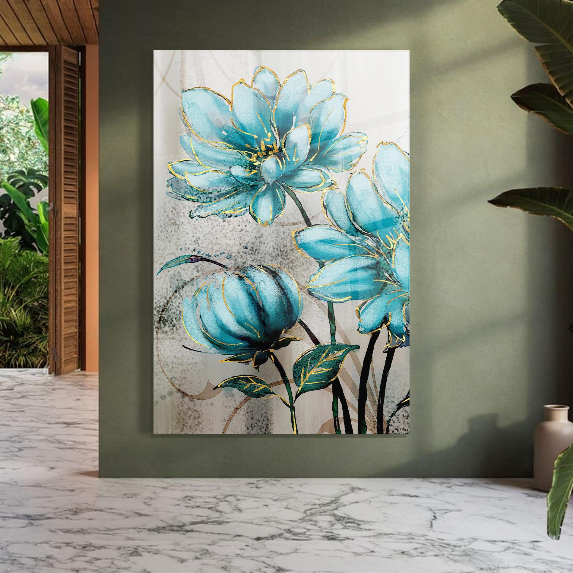 Glasbild Bujori Albastri mockup 7