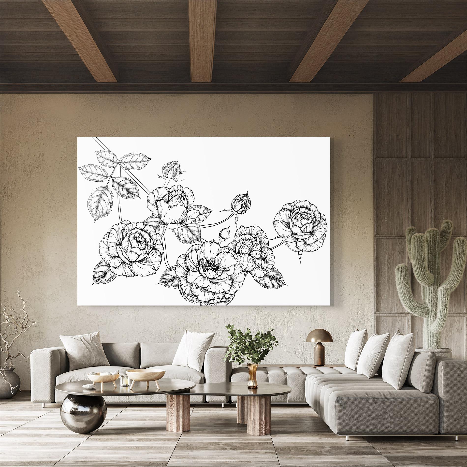 Glasbild Big Roses Line mockup 8