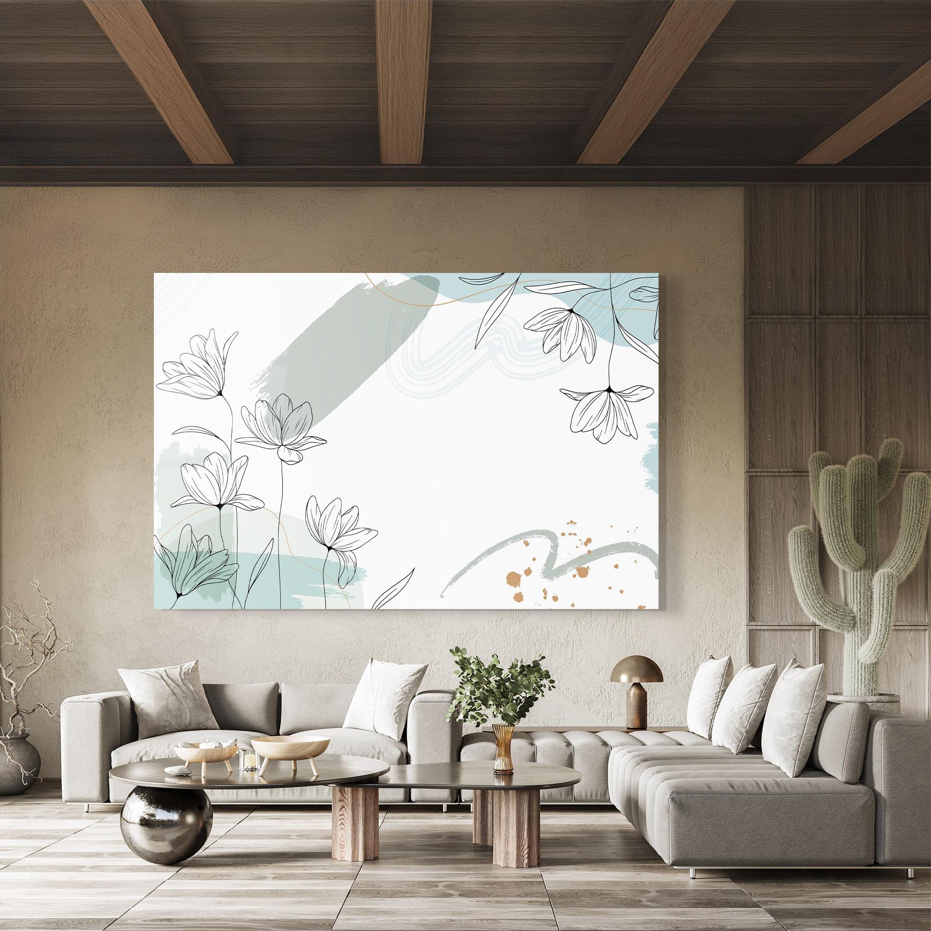 Glasbild Black Blue Line mockup 8