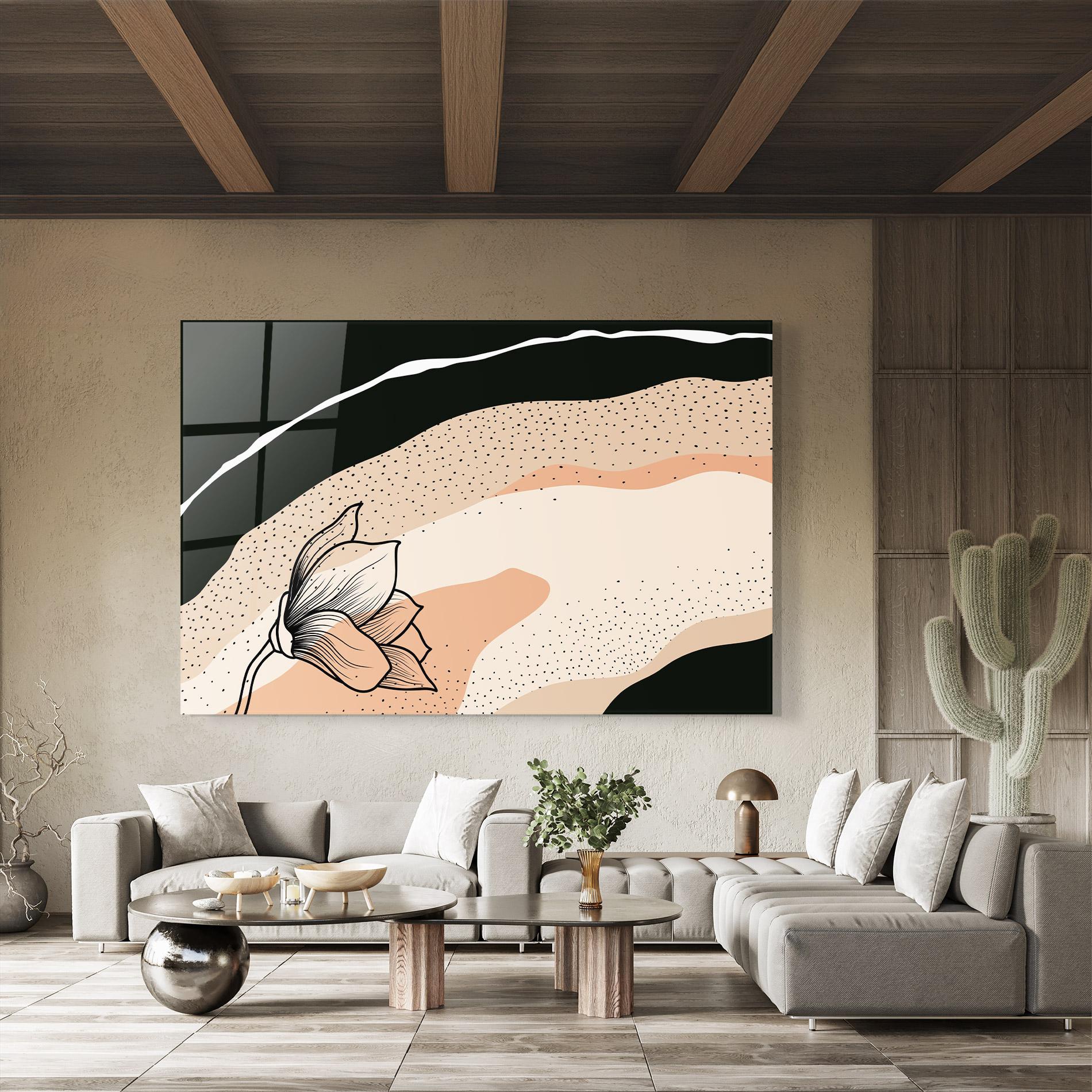 Glasbild Black Line Art Plant mockup 8