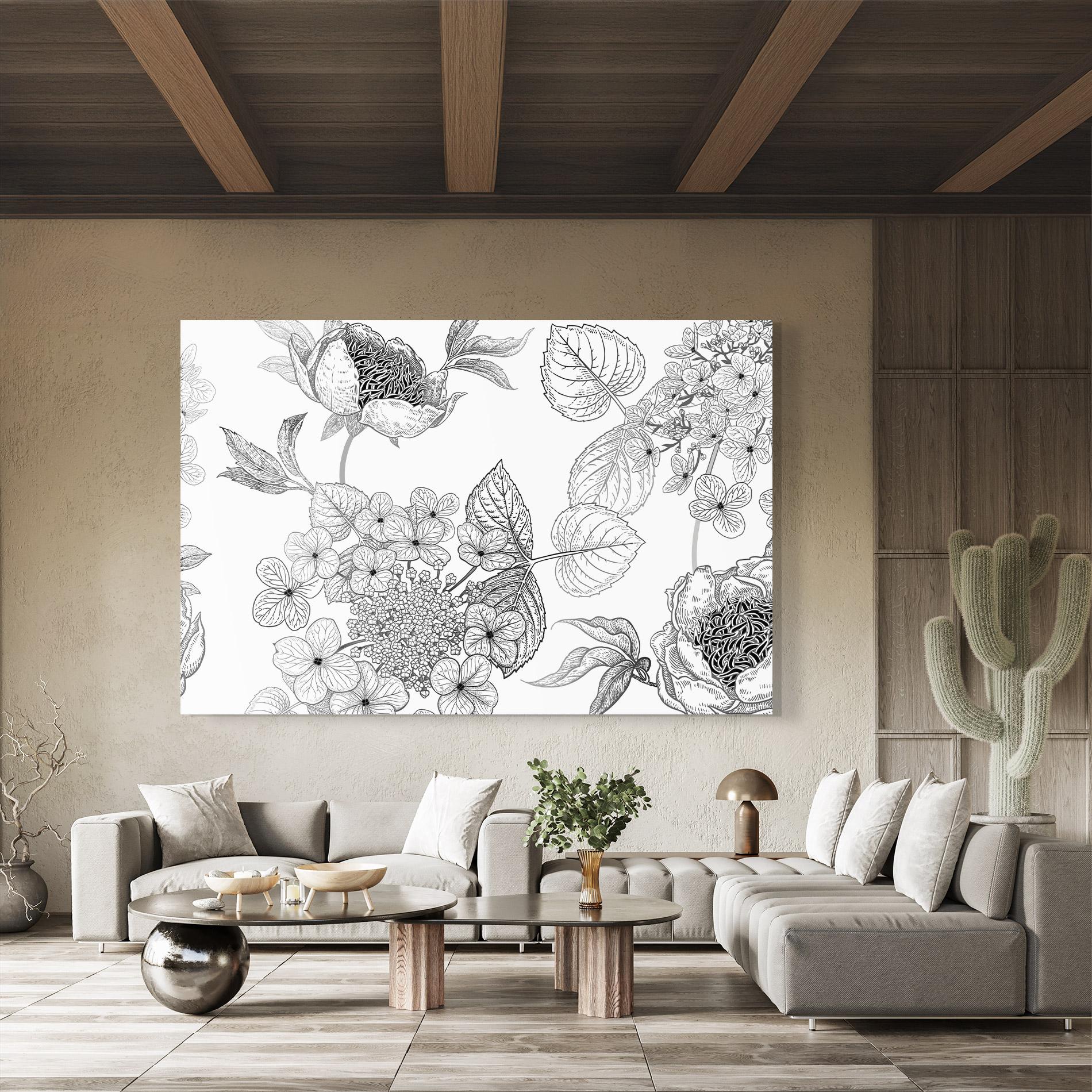 Glasbild Black Line Flower mockup 8