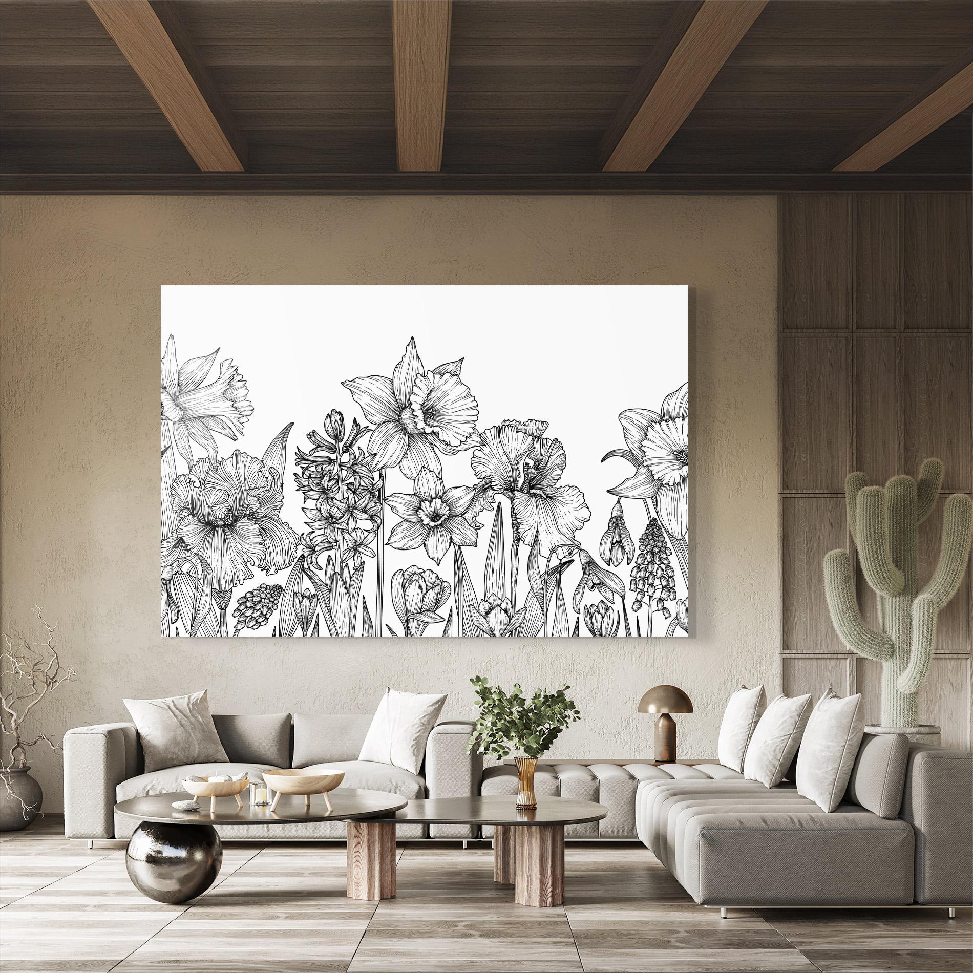 Glasbild Black Line Plant mockup 8