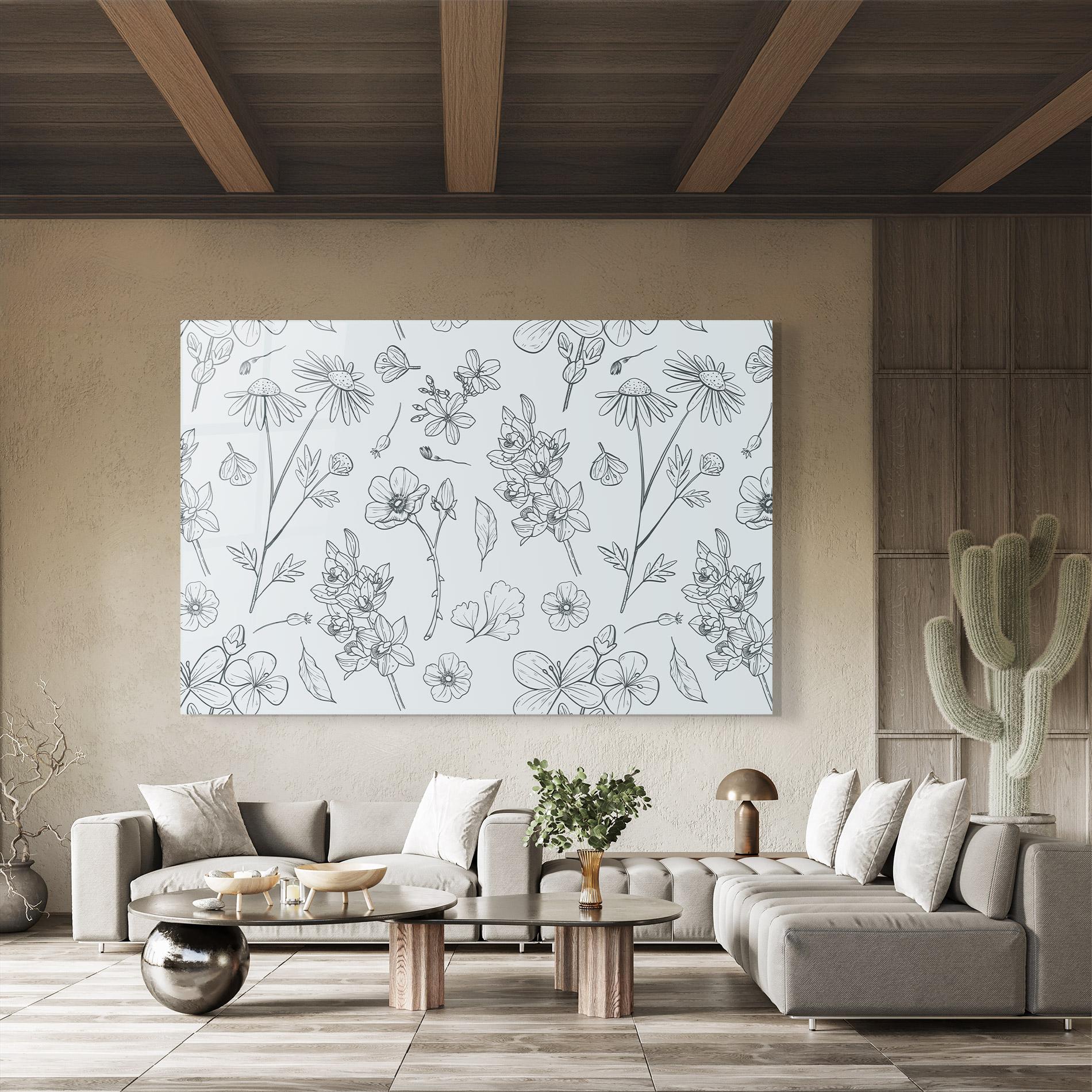 Glasbild Blue Flower Line mockup 8