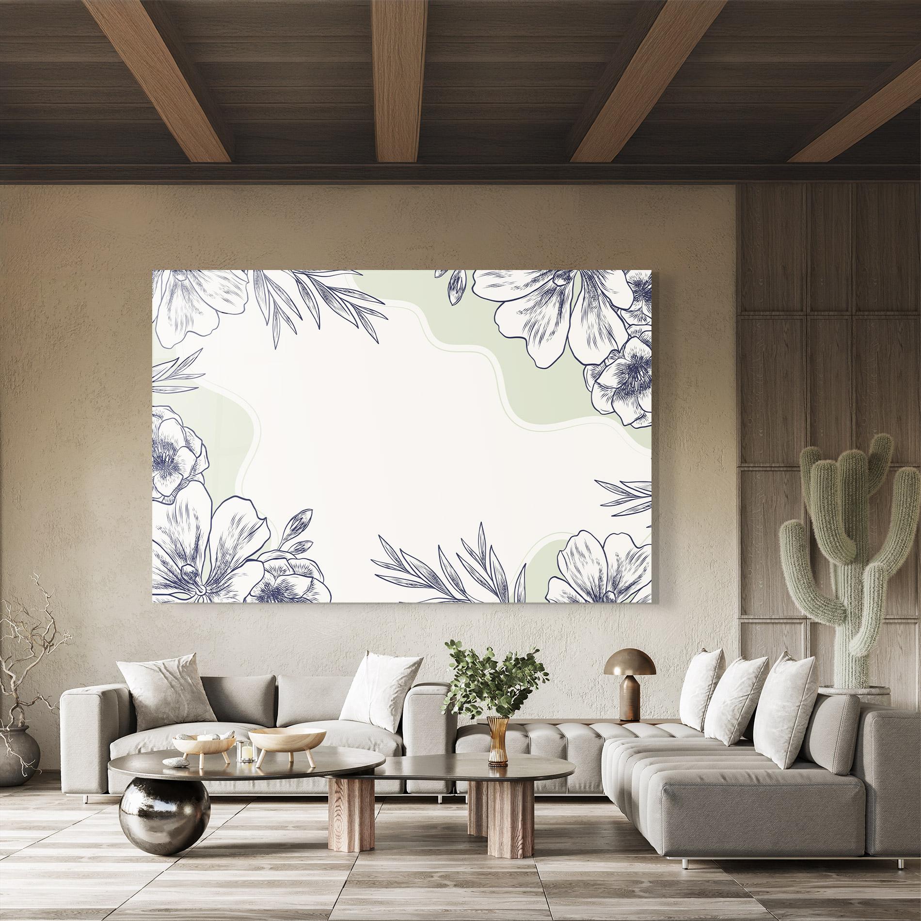 Glasbild Blue Line Green mockup 8