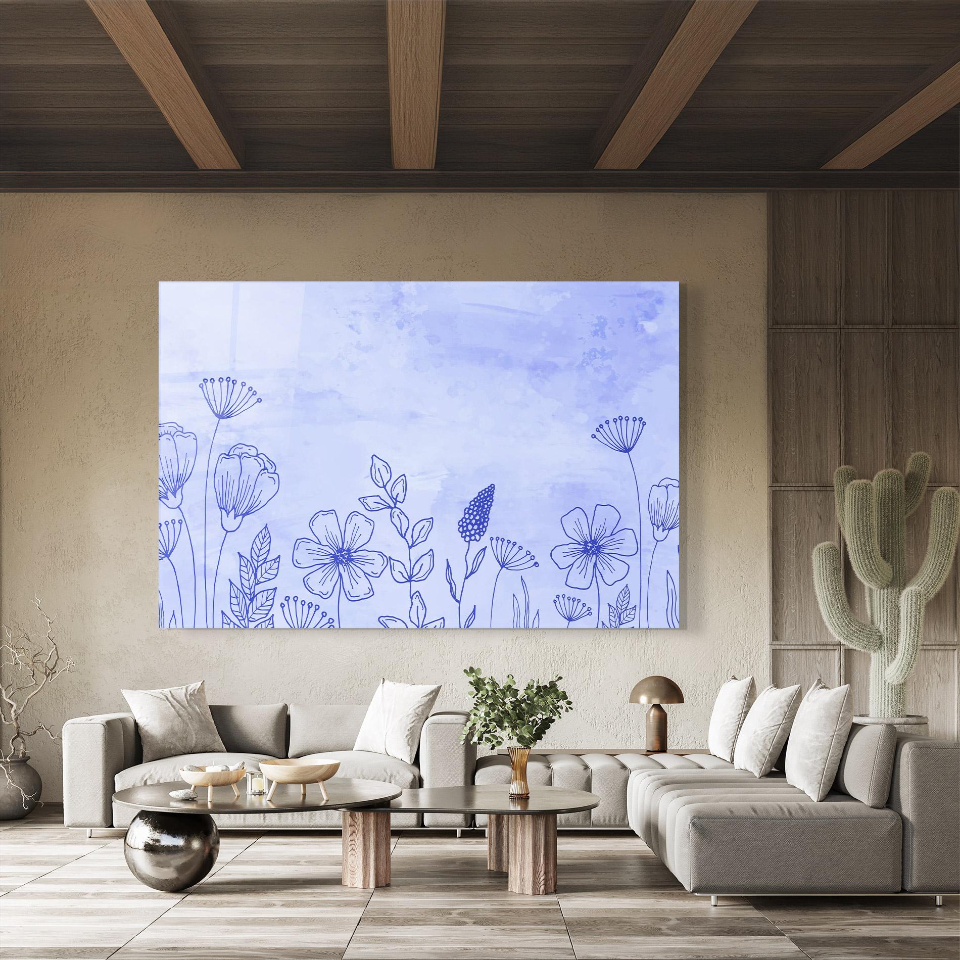 Glasbild Blue Line Plant mockup 8