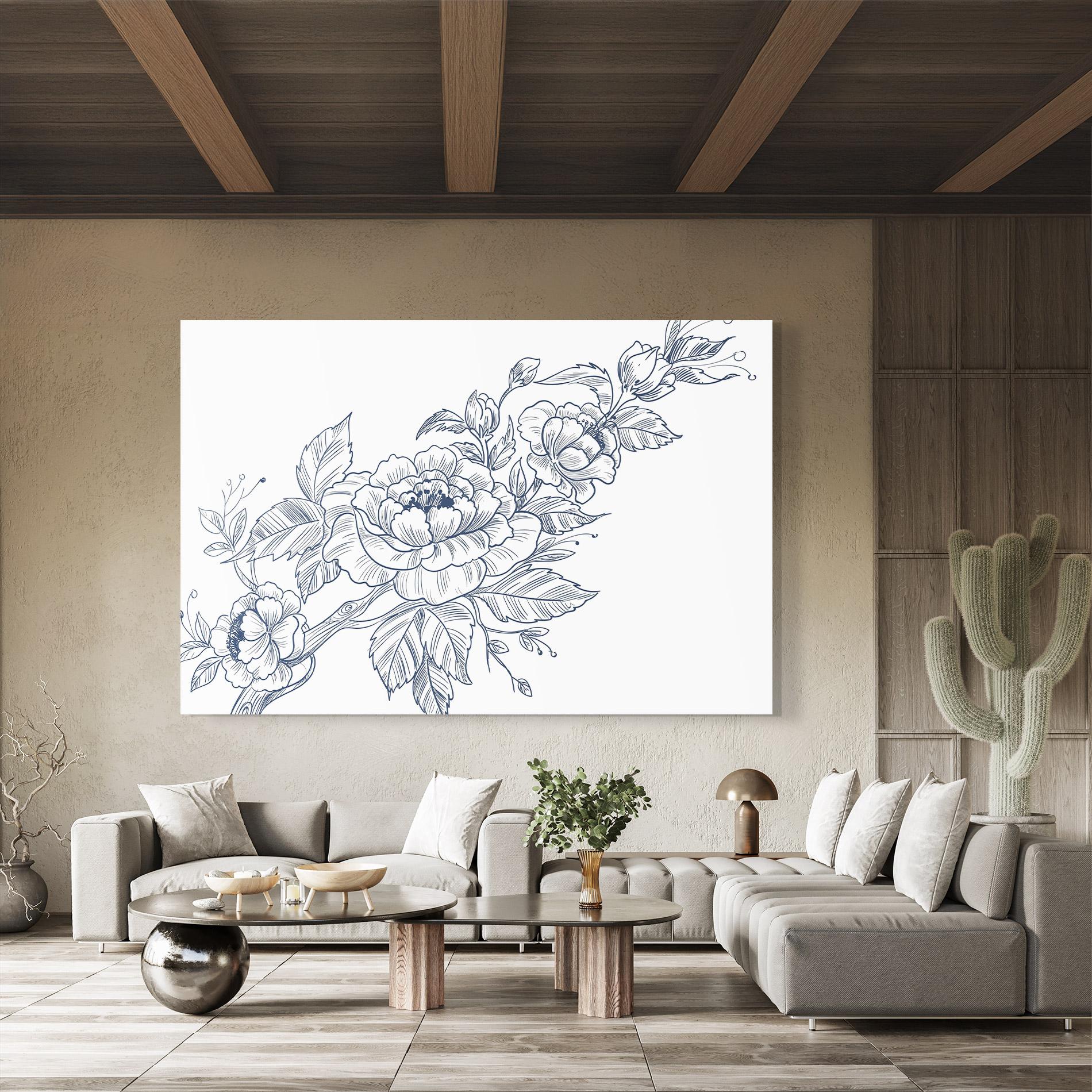 Glasbild Blue Line Roses mockup 8