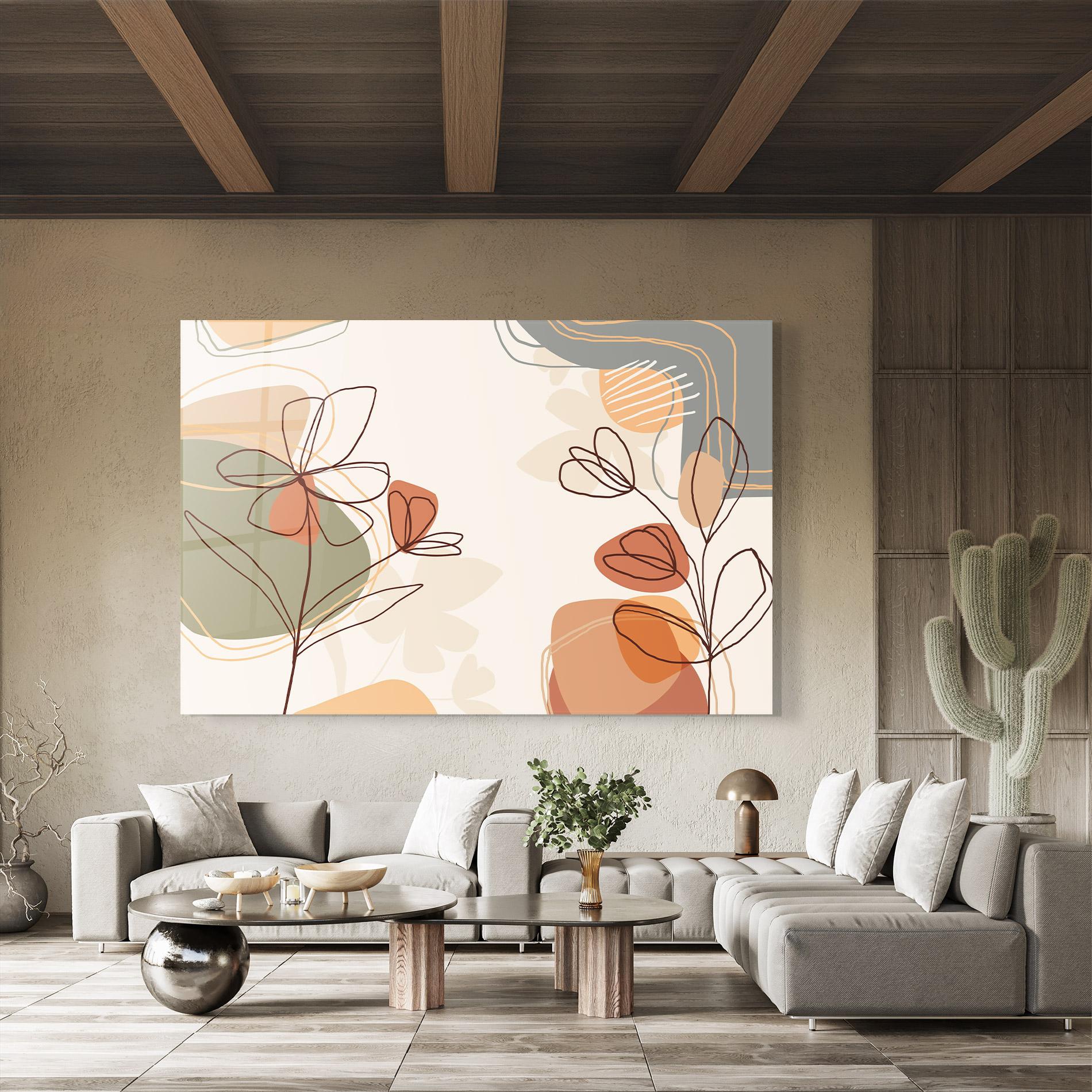 Glasbild Brown Line Plants mockup 8