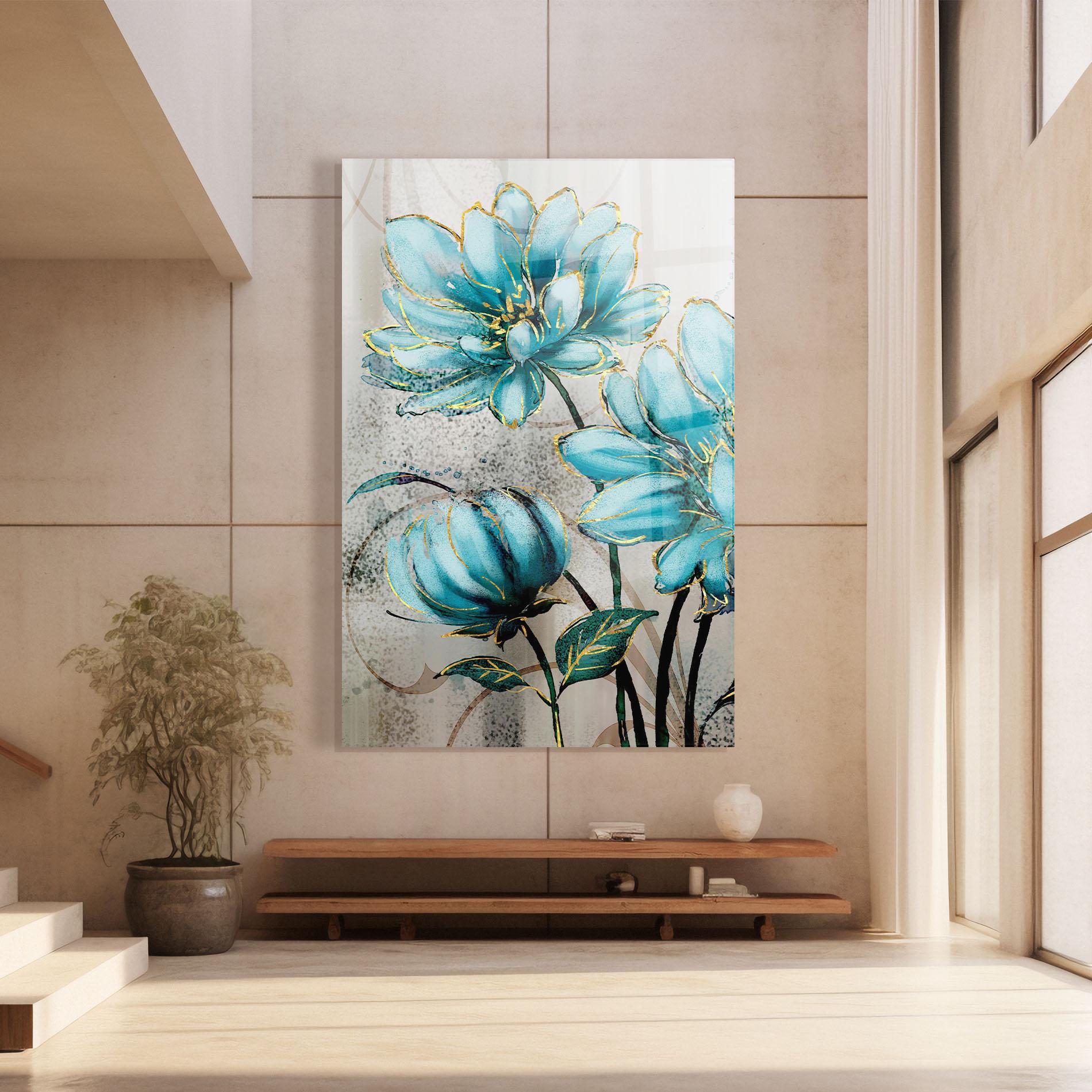 Glasbild Bujori Albastri mockup 8