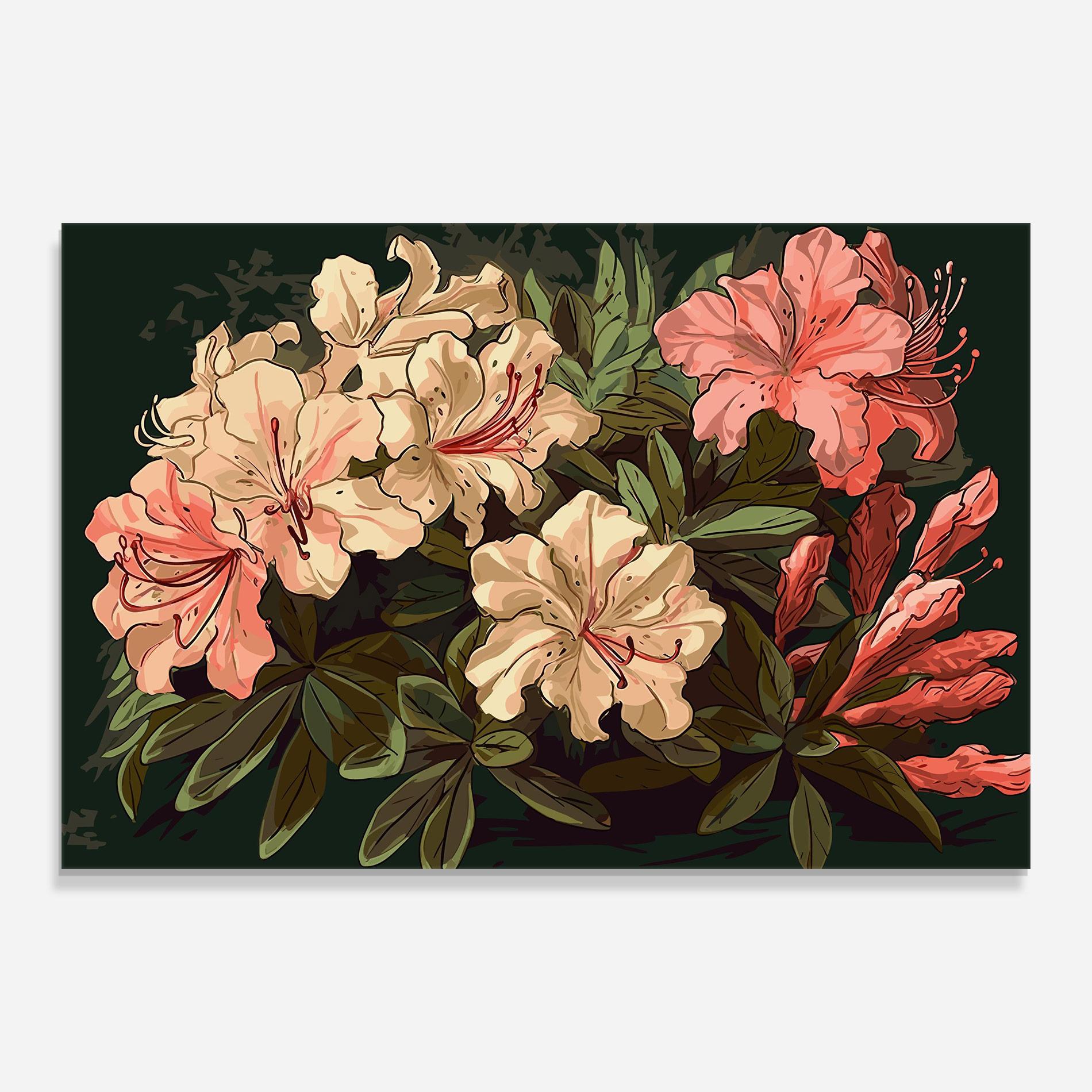 Glasbild Exotic Flowers Art mockup 0