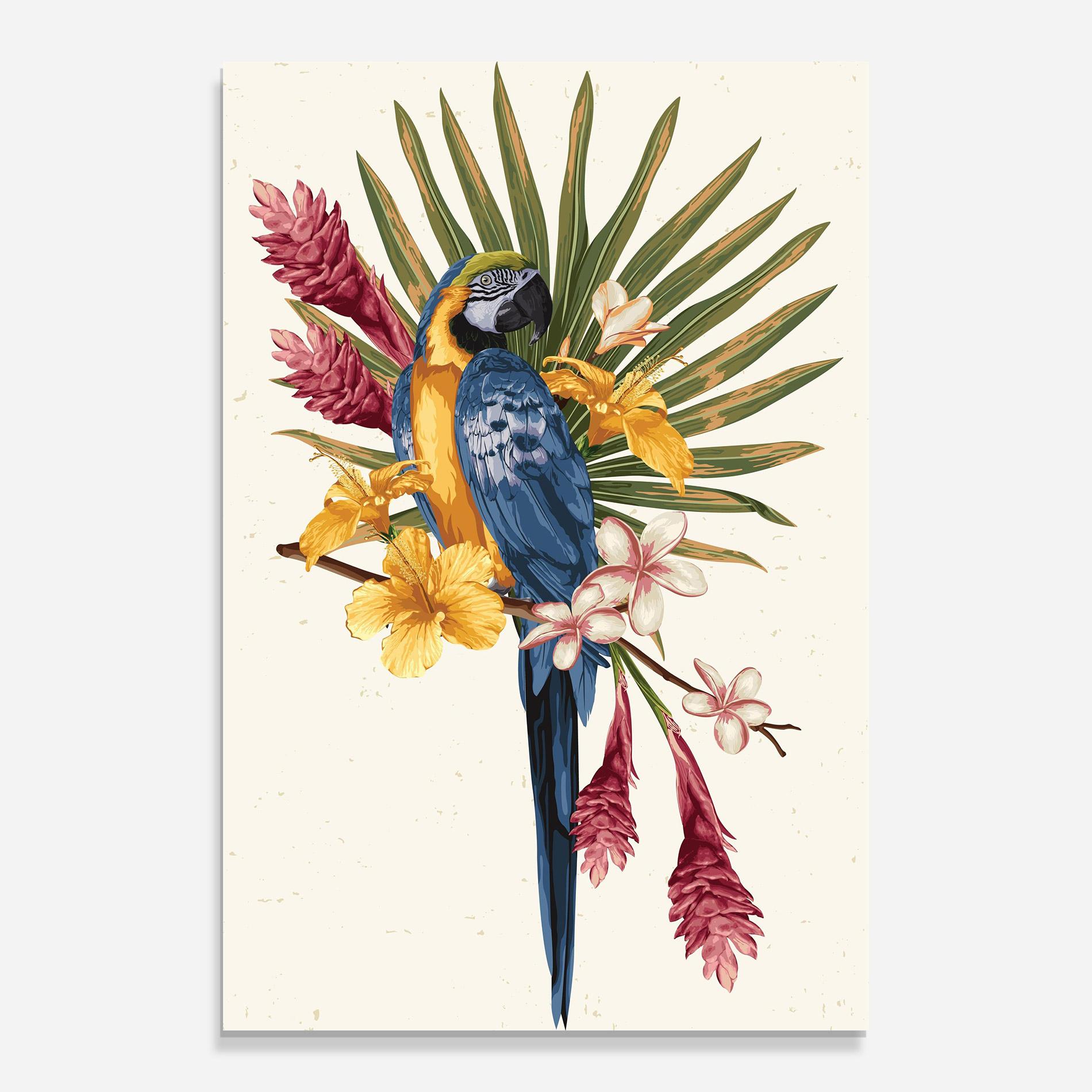 Glasbild Exotic Bird Flower mockup 0
