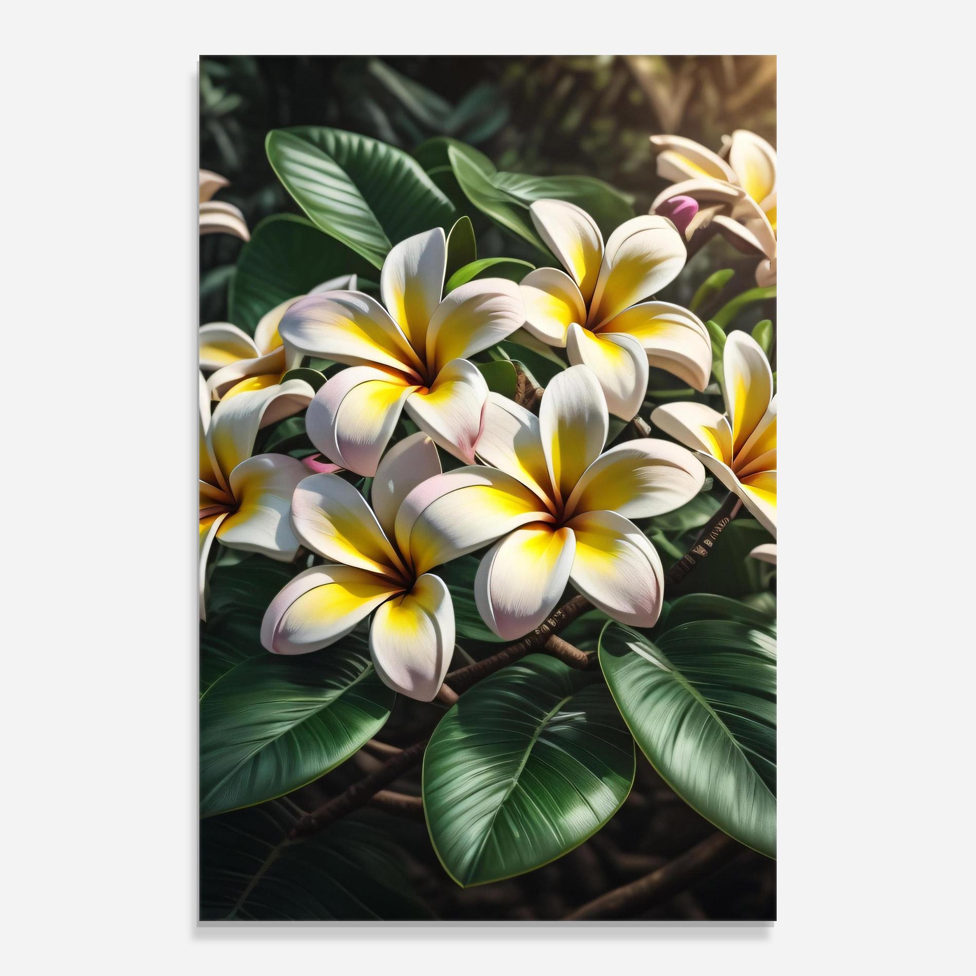 Glasbild Exotic White Yellow mockup 0