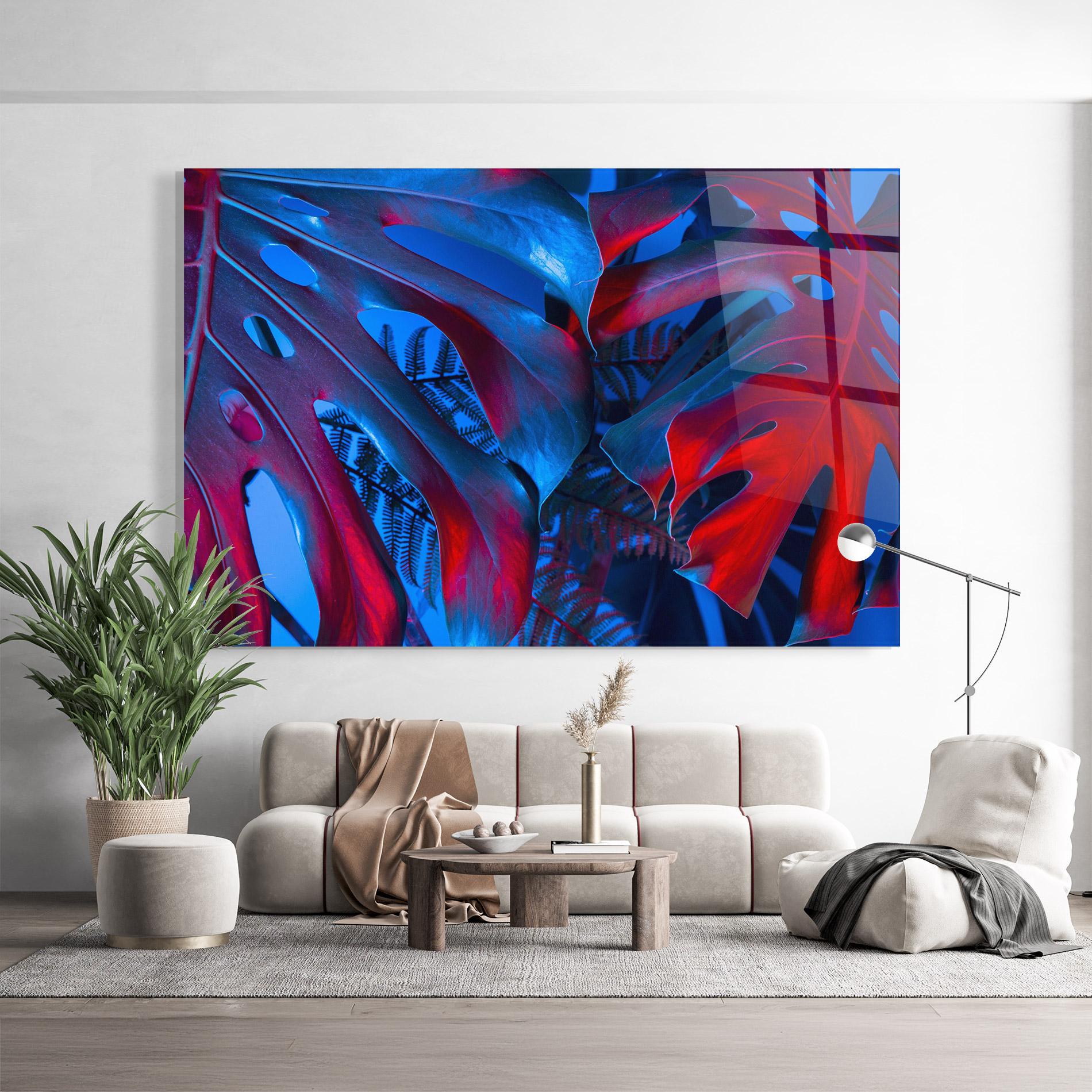 Glasbild Exotic Blue Leaf mockup 9