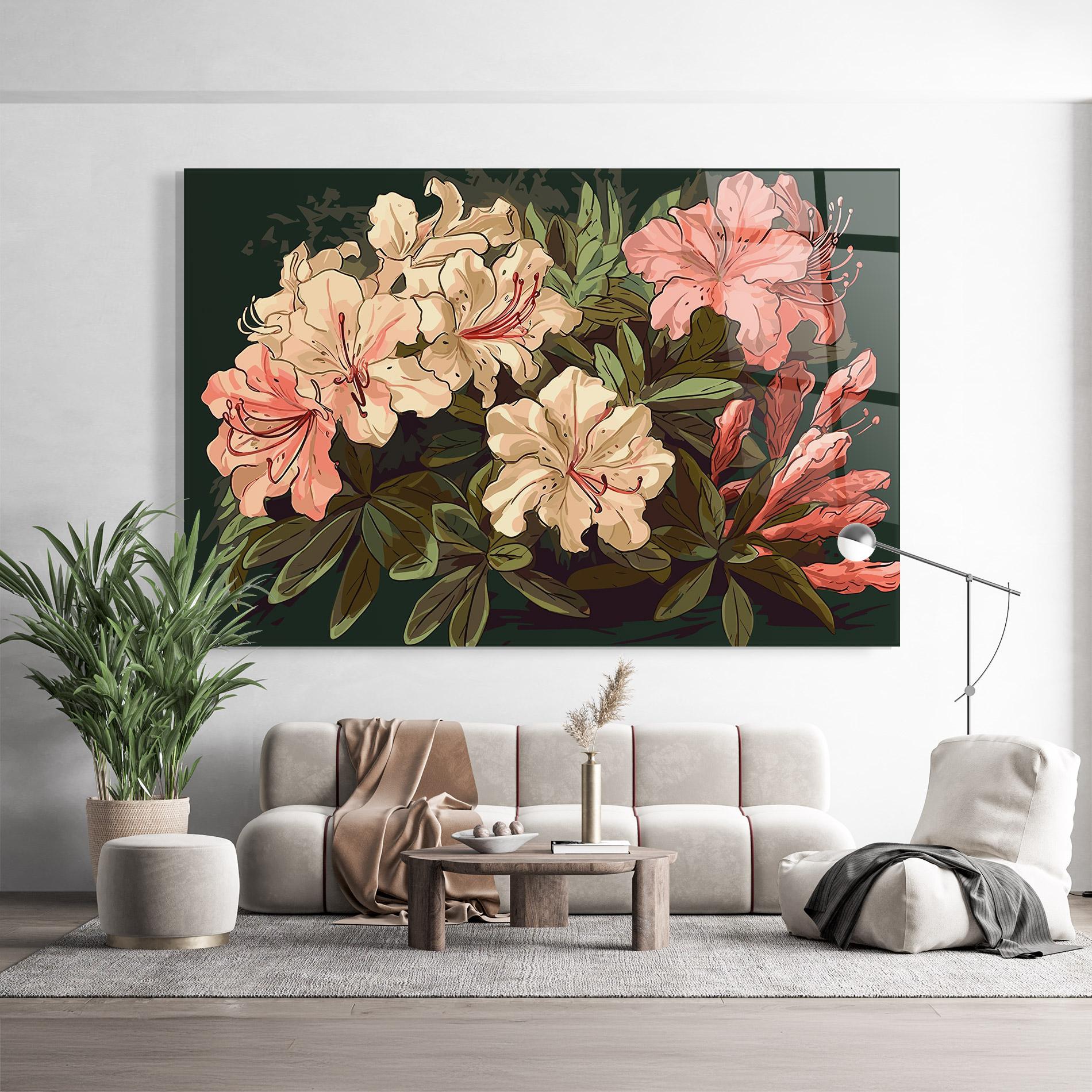 Glasbild Exotic Flowers Art mockup 9