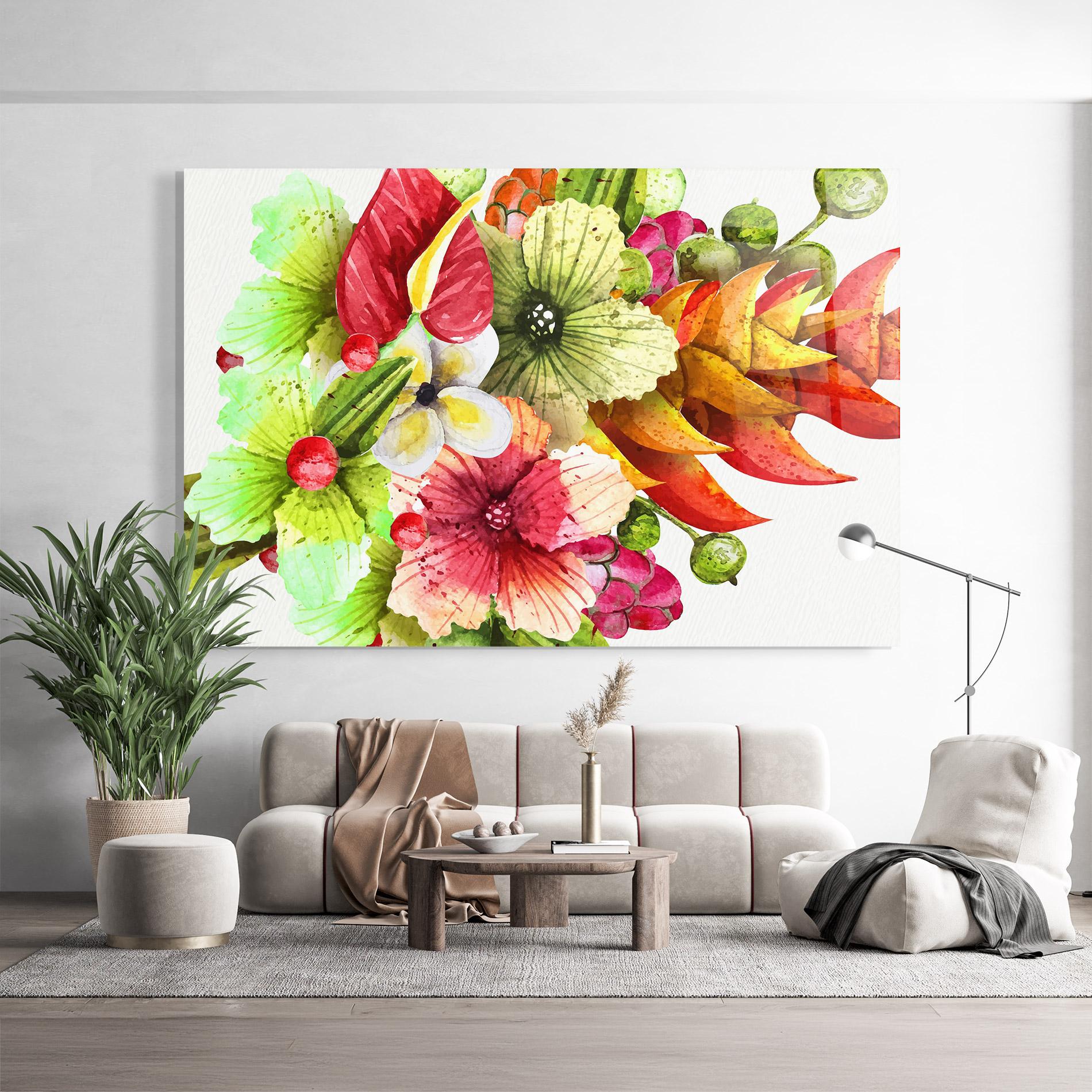 Glasbild Exotic Green Orange mockup 9