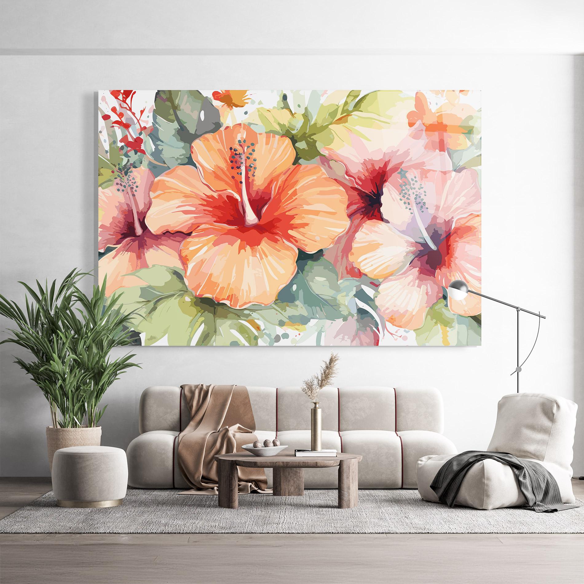 Glasbild Pastel Exotic Flower mockup 9