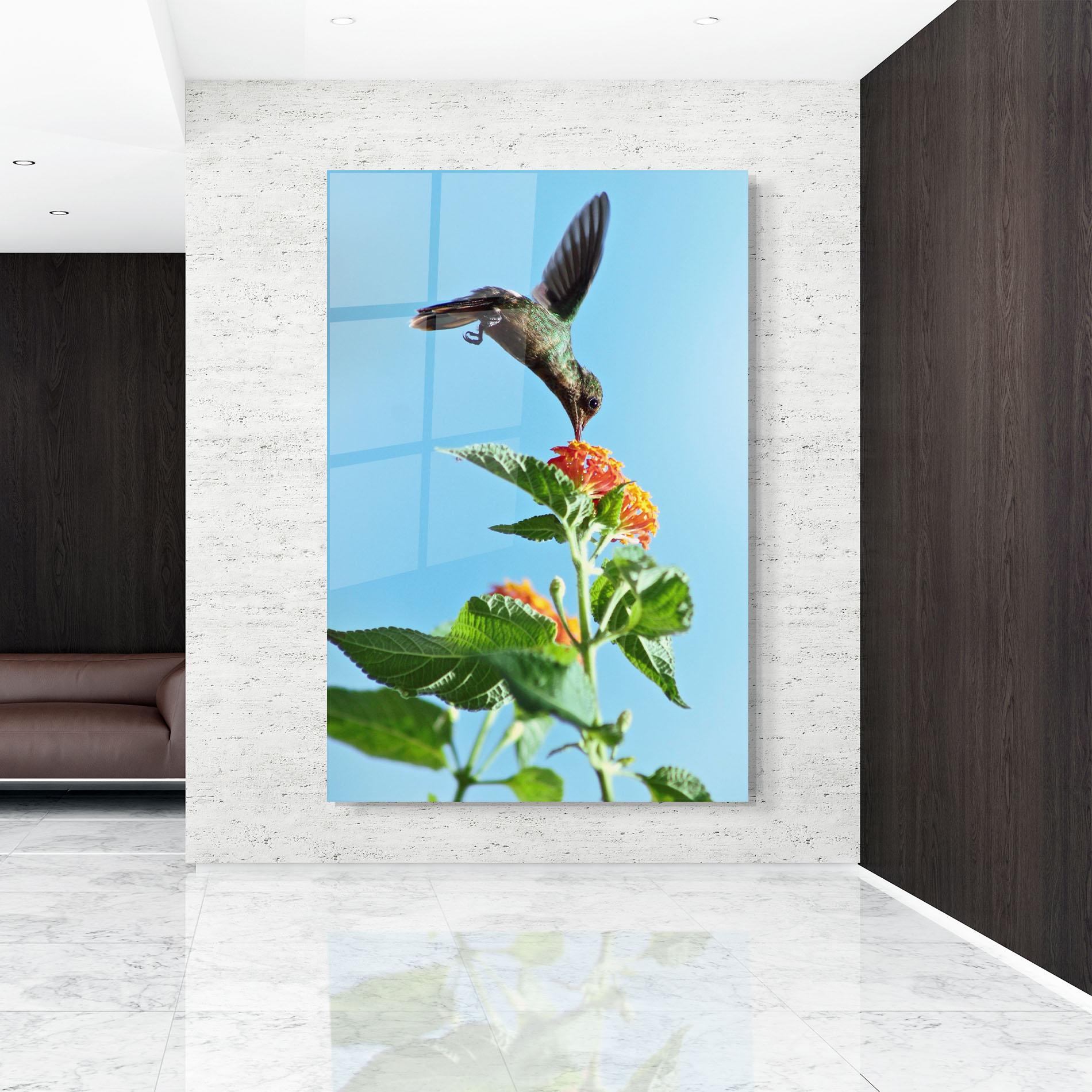 Glasbild Bird Exotic Flower mockup 9