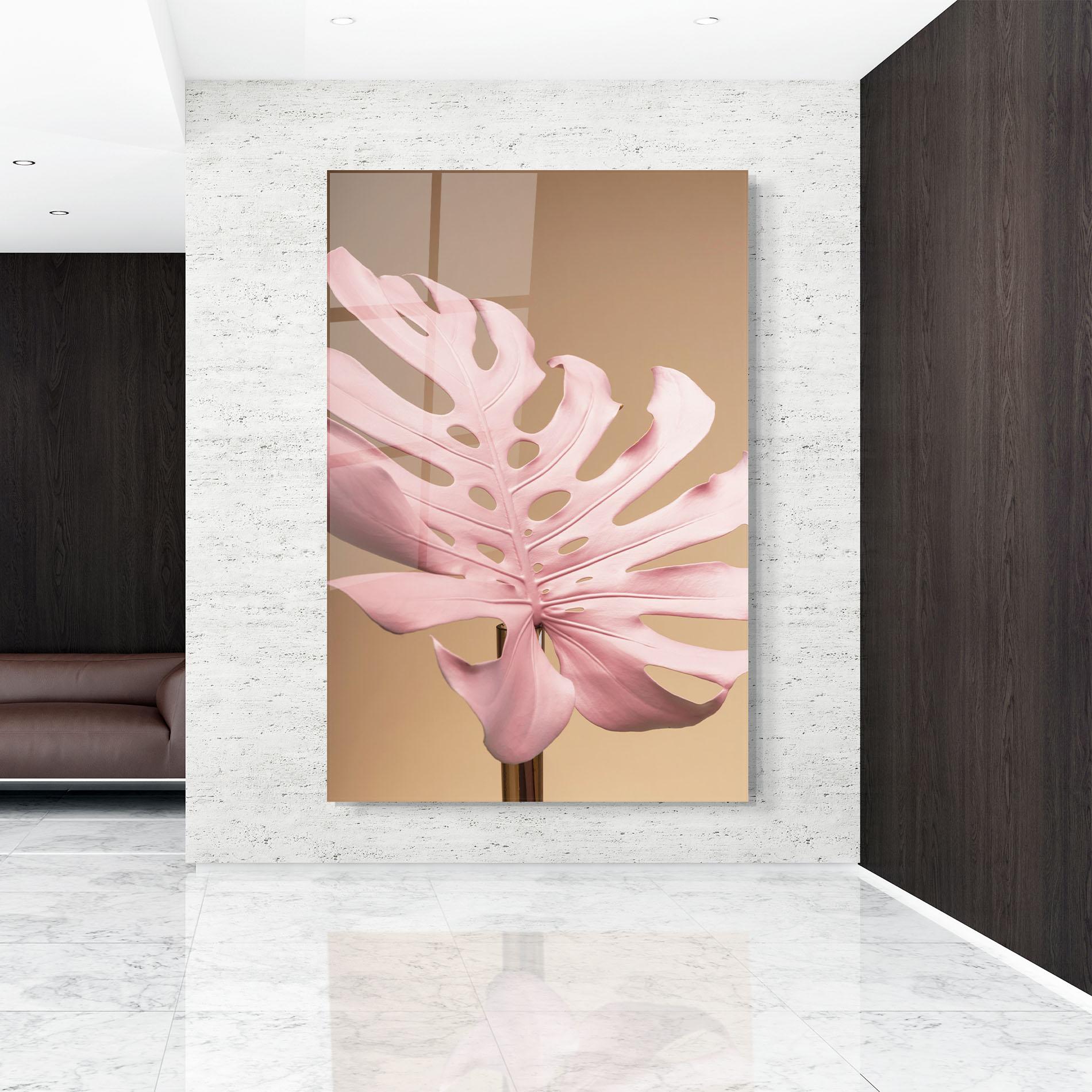 Glasbild Exotic Pink Leaf mockup 9