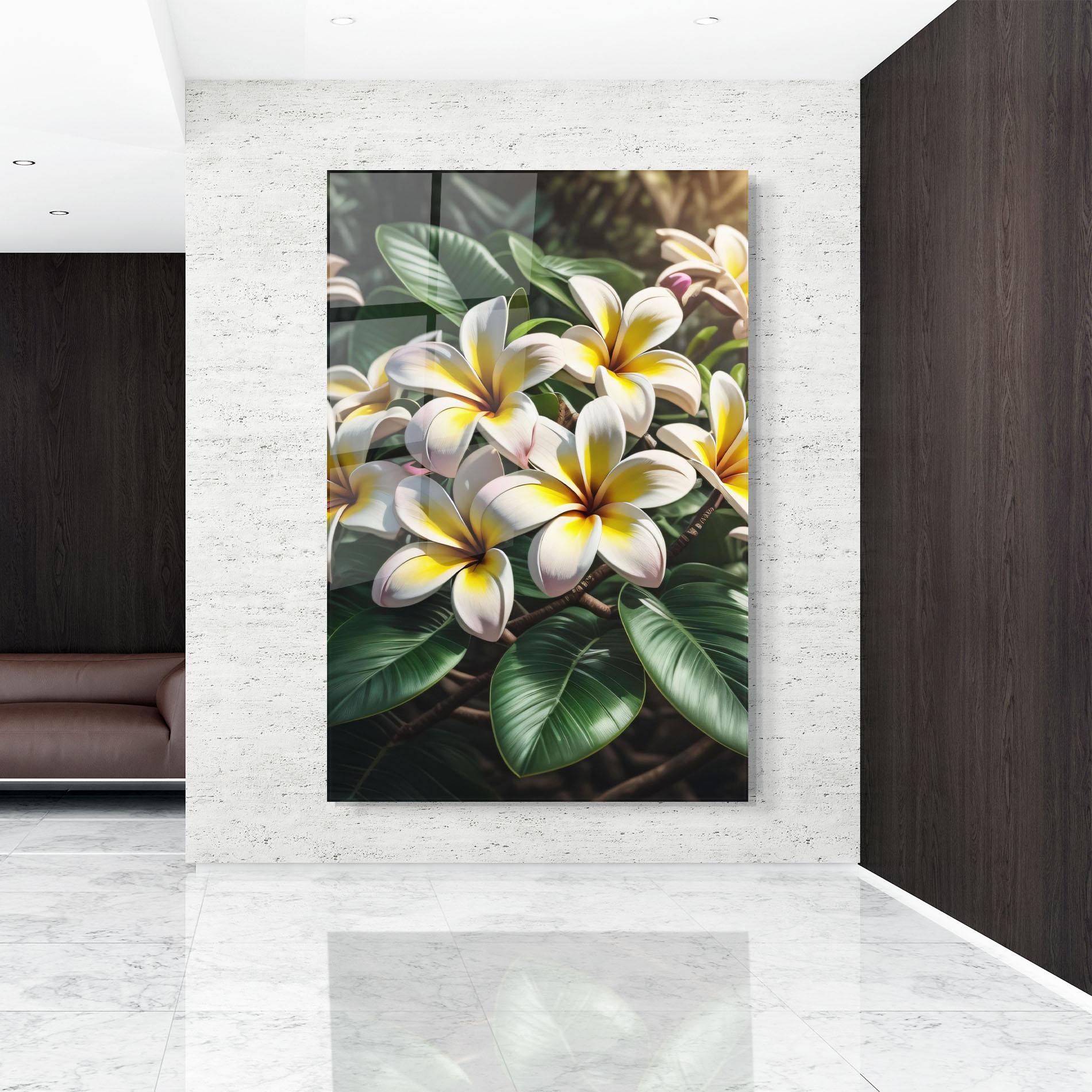 Glasbild Exotic White Yellow mockup 9