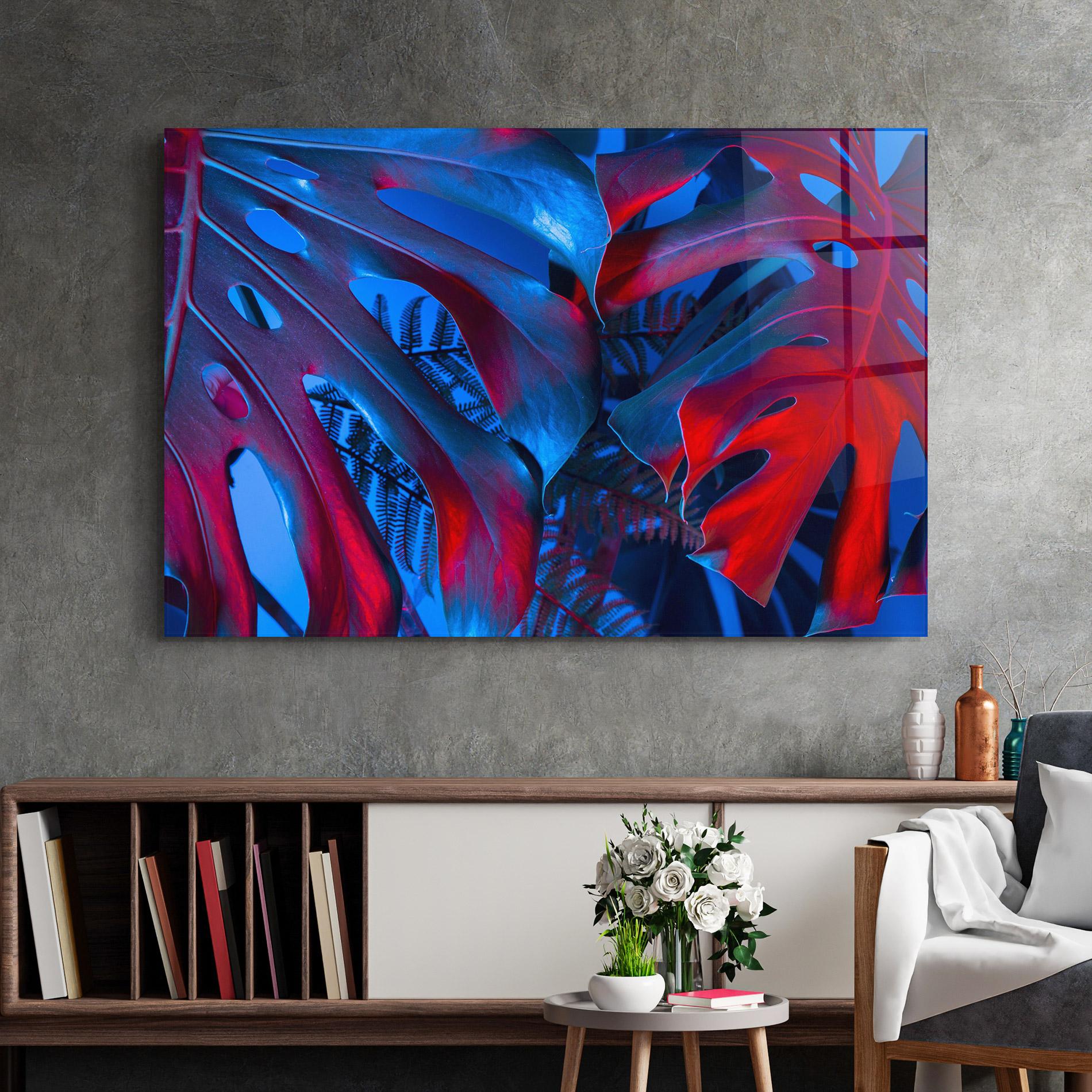 Glasbild Exotic Blue Leaf mockup 2