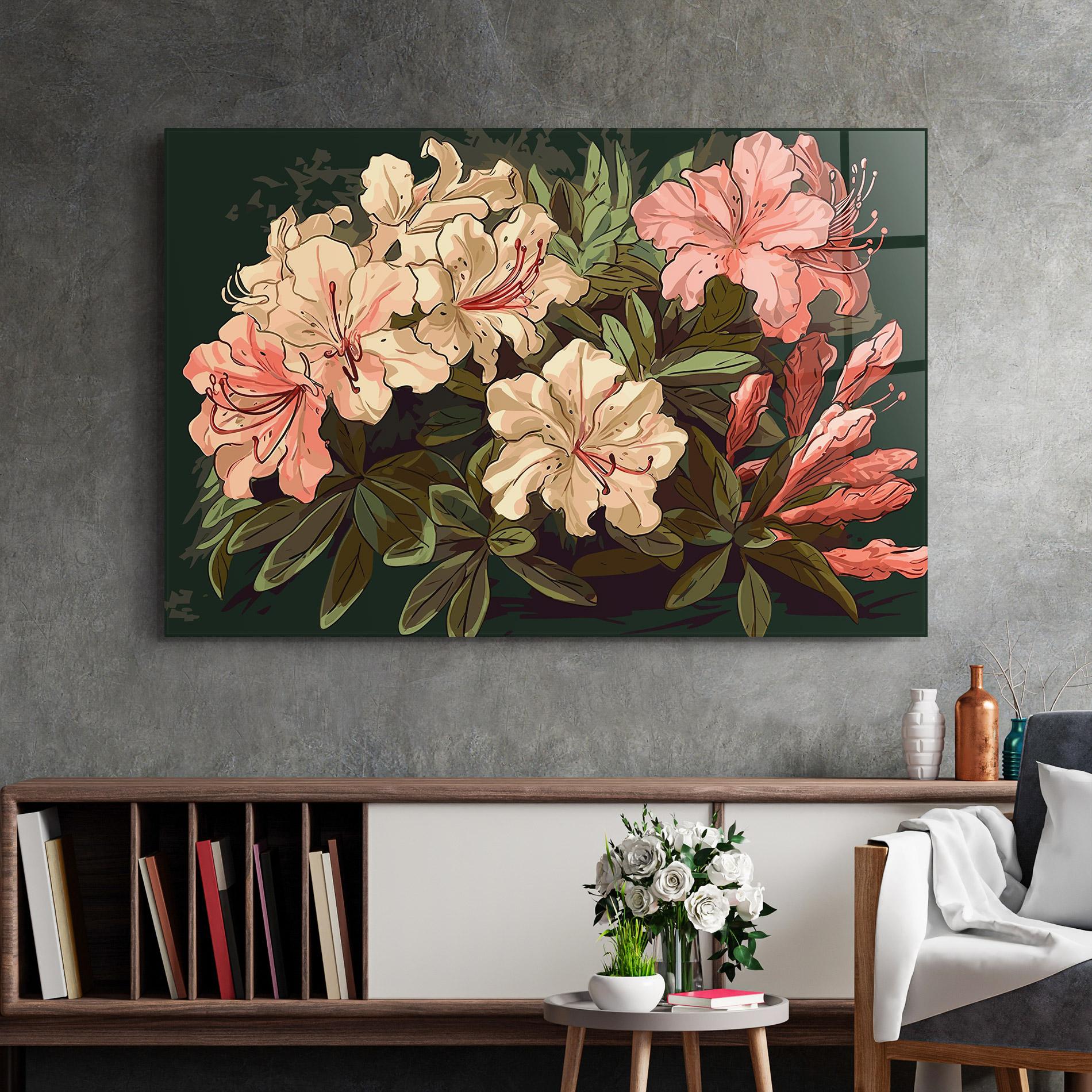 Glasbild Exotic Flowers Art mockup 2