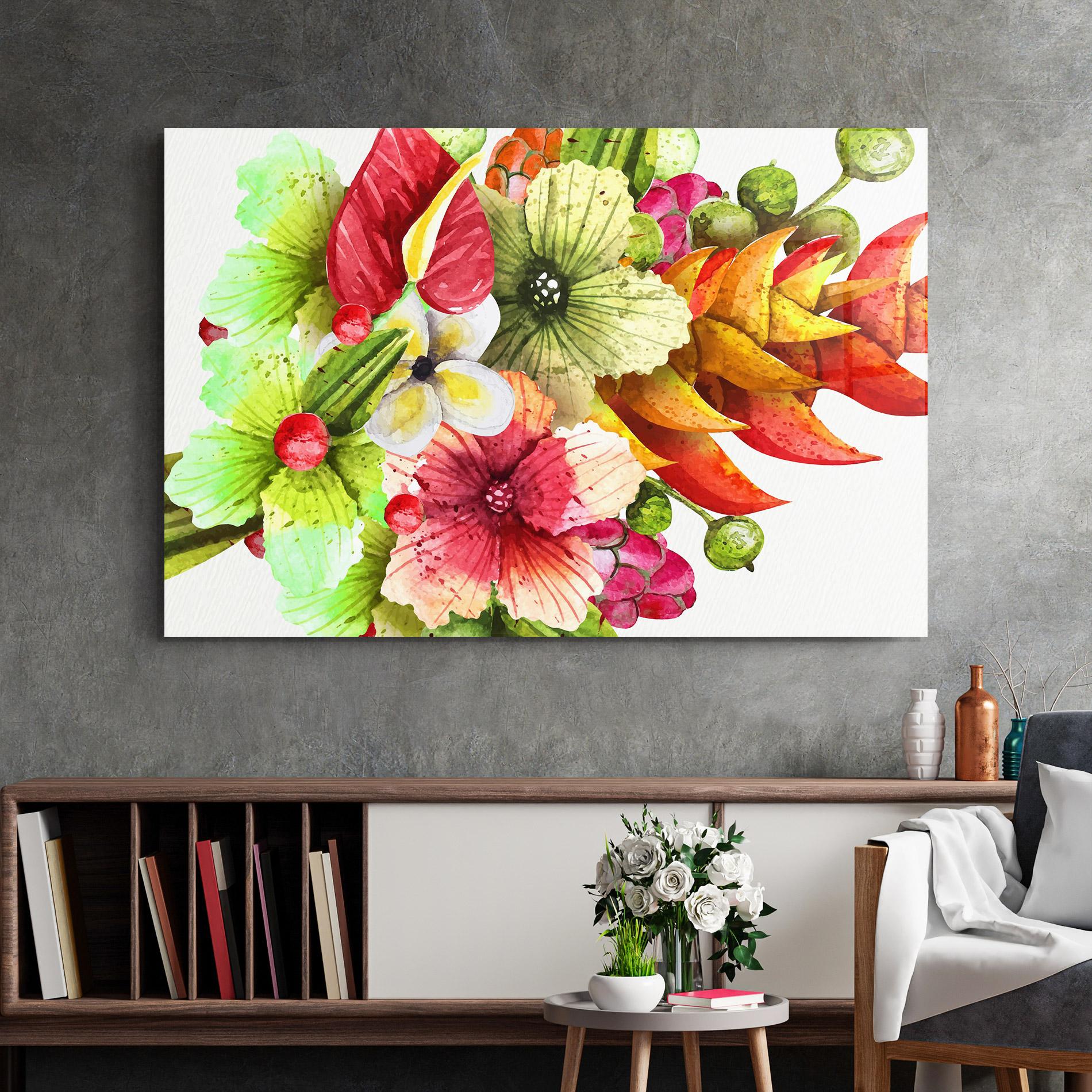 Glasbild Exotic Green Orange mockup 2