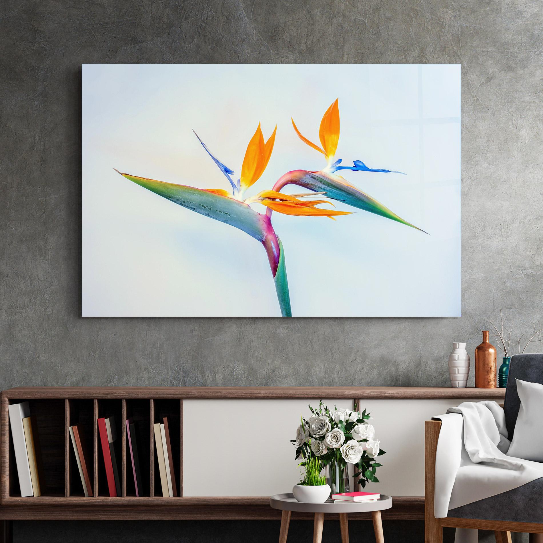 Glasbild Green Orange Exotic mockup 2