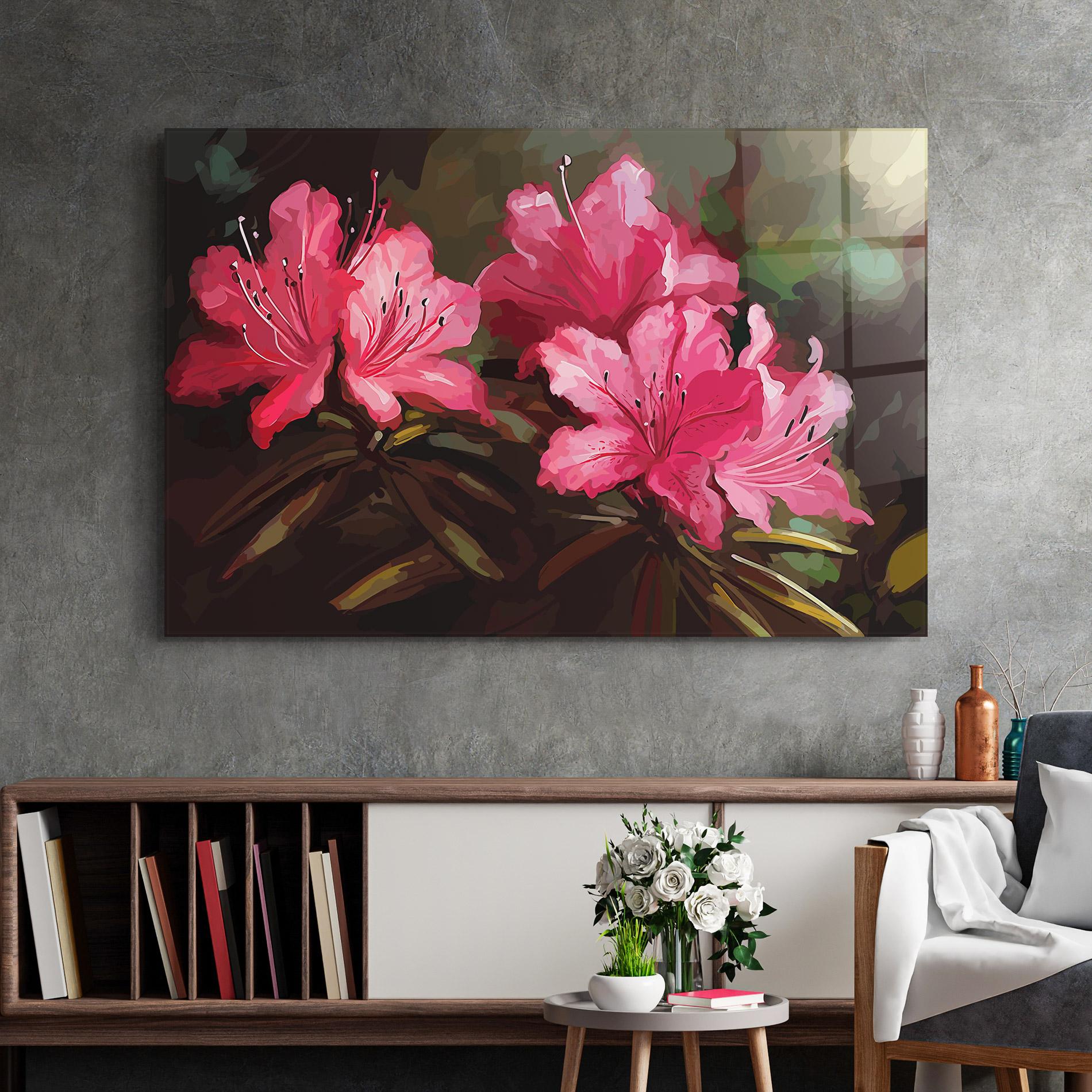 Glasbild Pink Exotic Art mockup 2