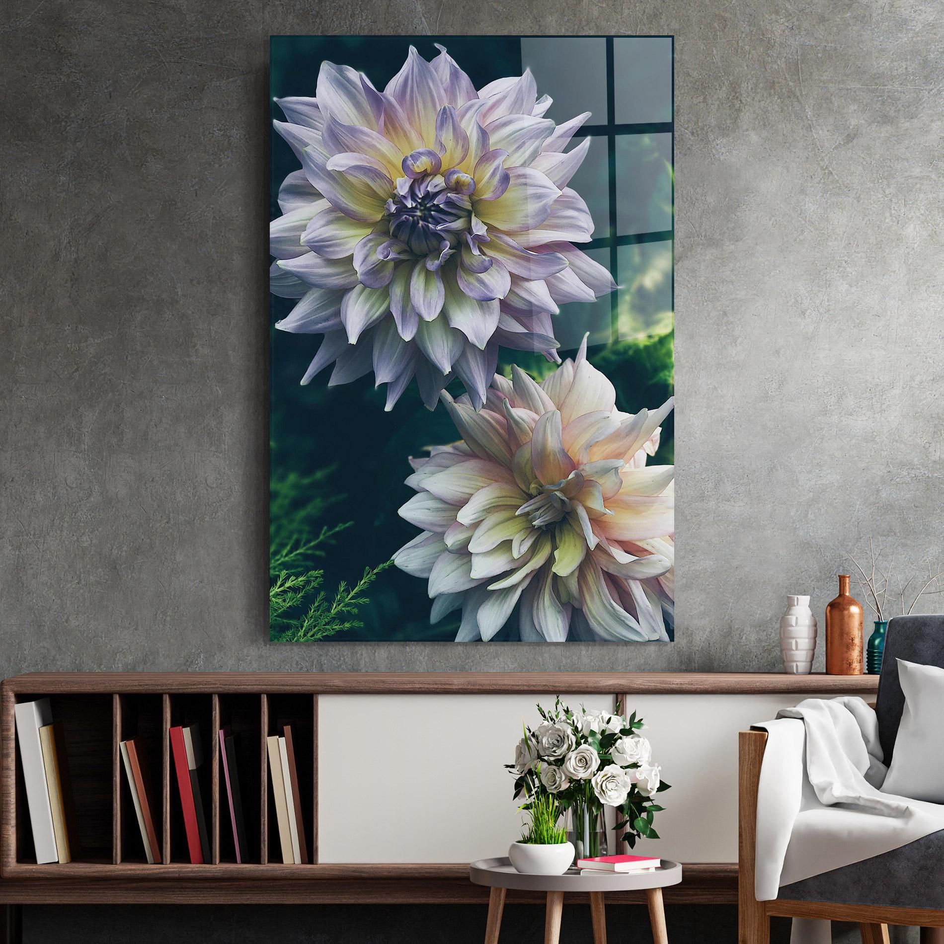 Glasbild Dahlia Flowers mockup 2