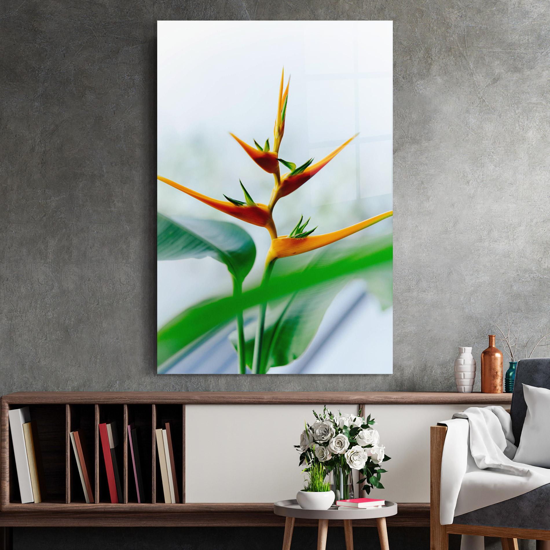 Glasbild Exotic Orange Green mockup 2