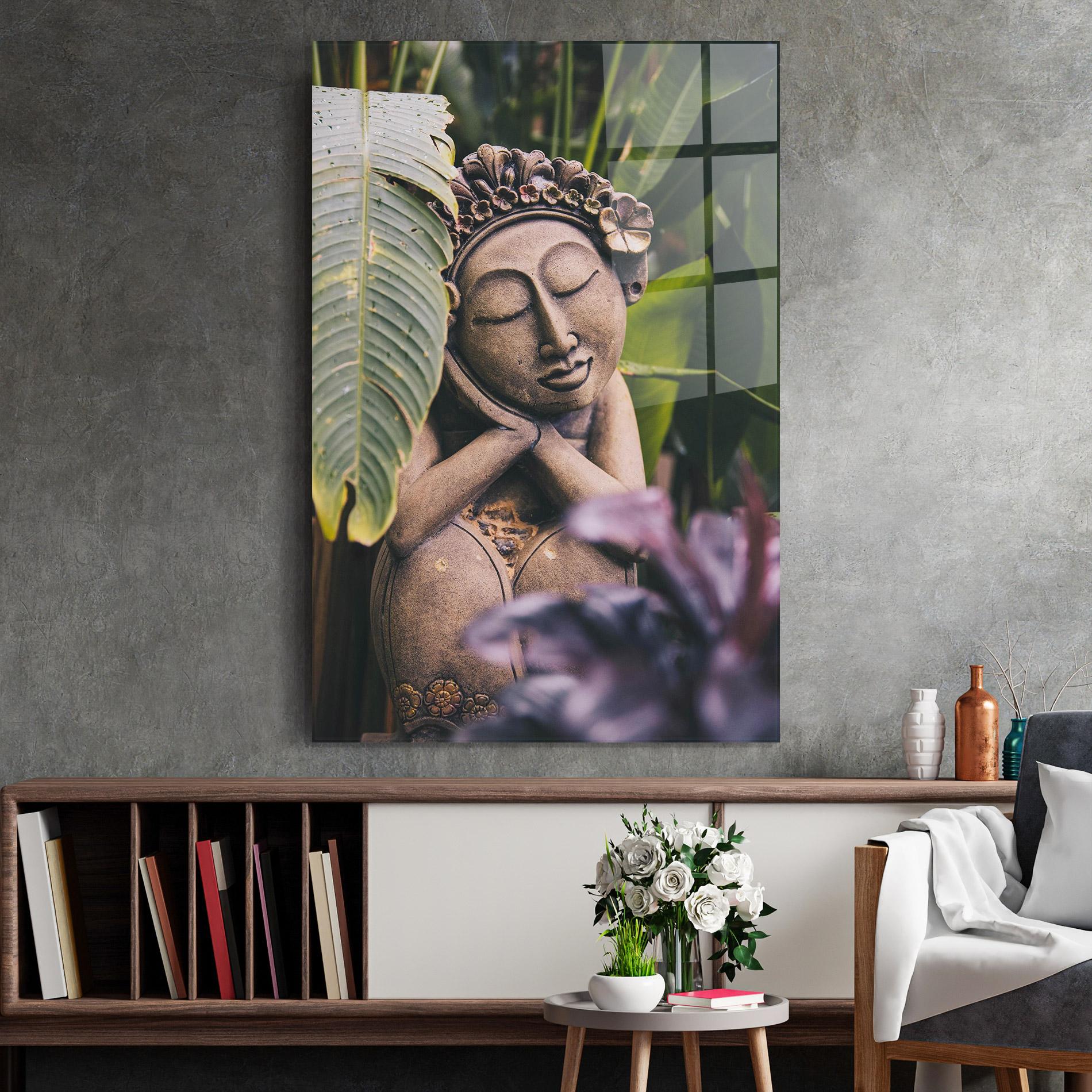 Glasbild Exotic Statue mockup 2